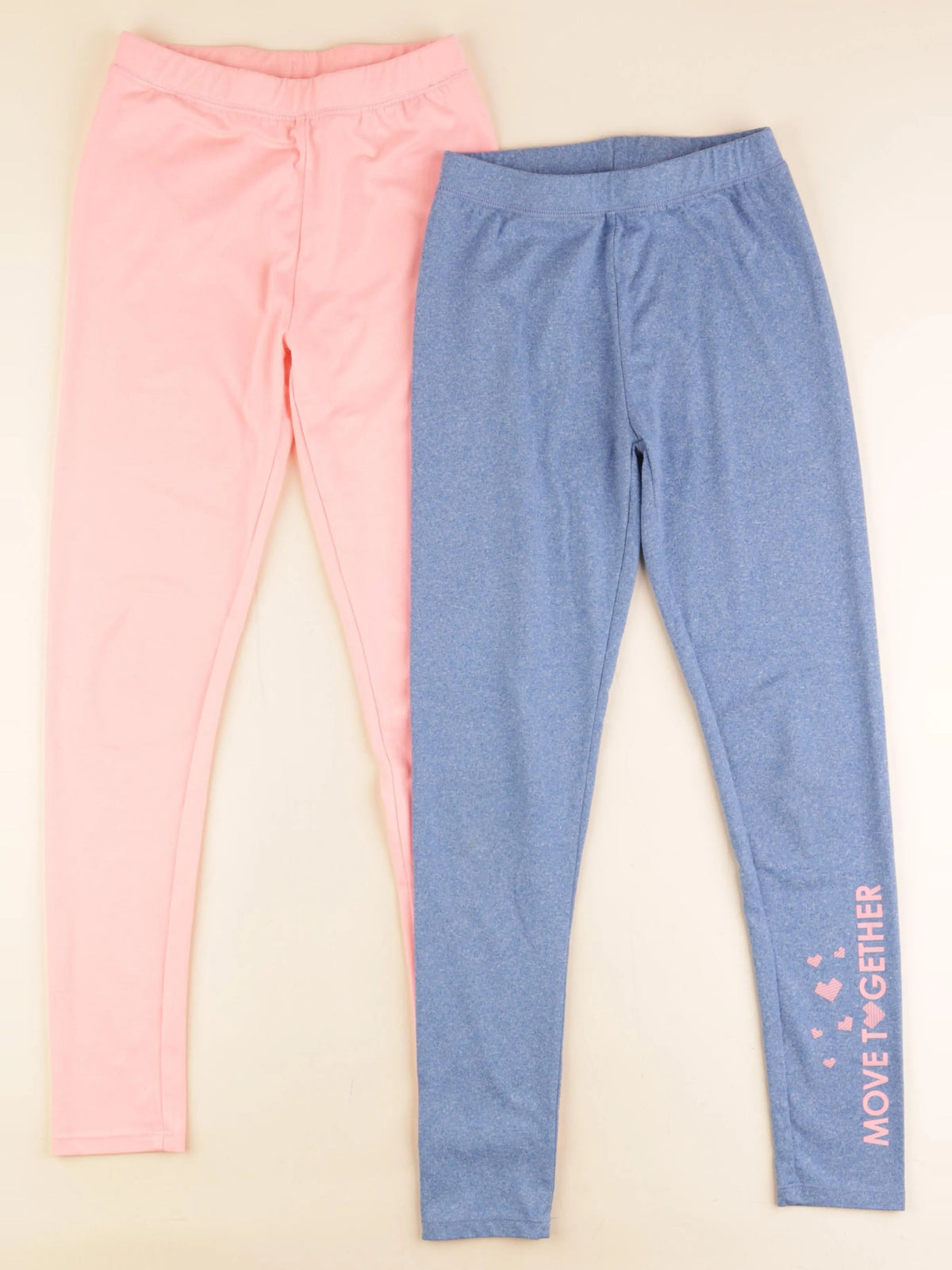 Vertbaudet - lot de 2 leggings bleu, rose - 10 ans