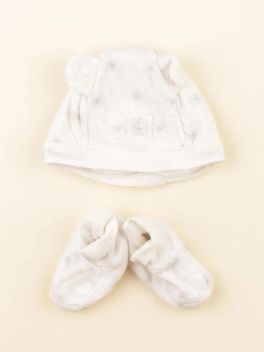 Petit Bateau - ensemble bonnet/chaussons - 0 mois