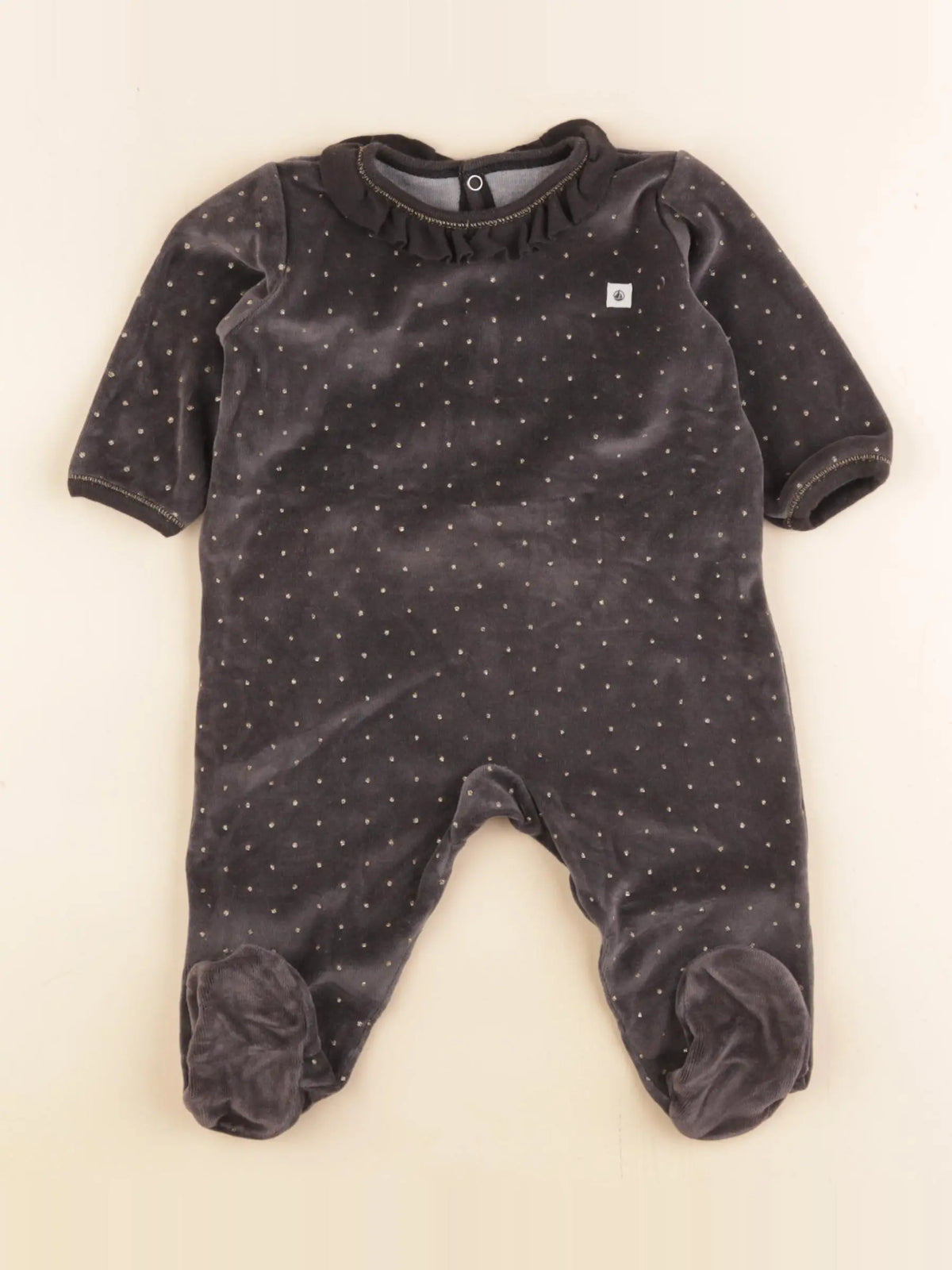 Petit Bateau - pyjama velours gris - 6 mois