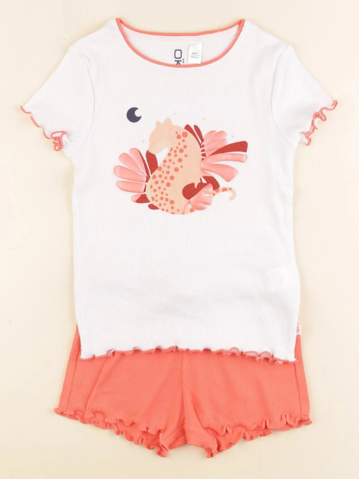 Okaidi - pyjama coton orange, blanc - 4 ans