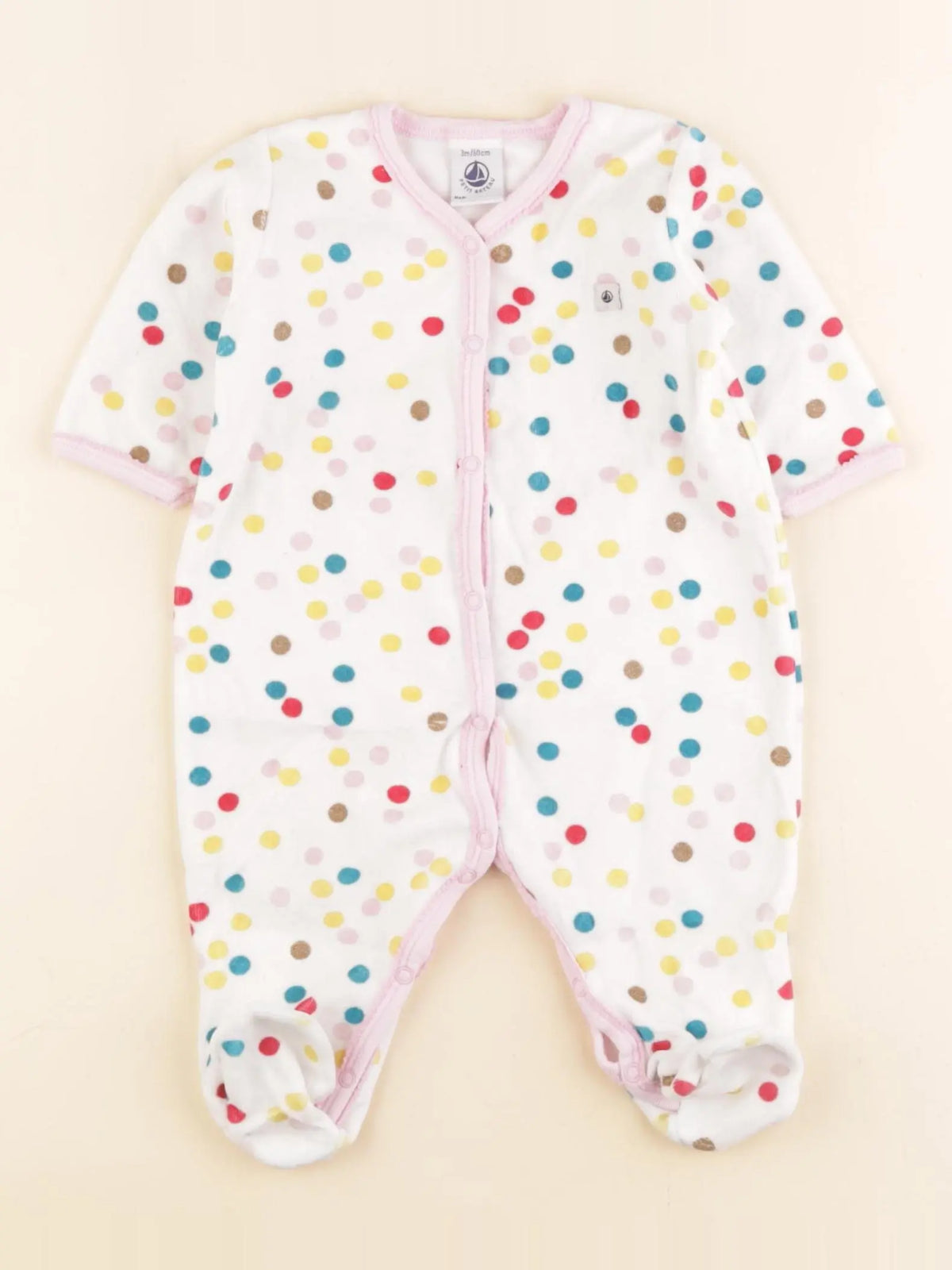 Petit Bateau - pyjama velours multicolore - 3 mois