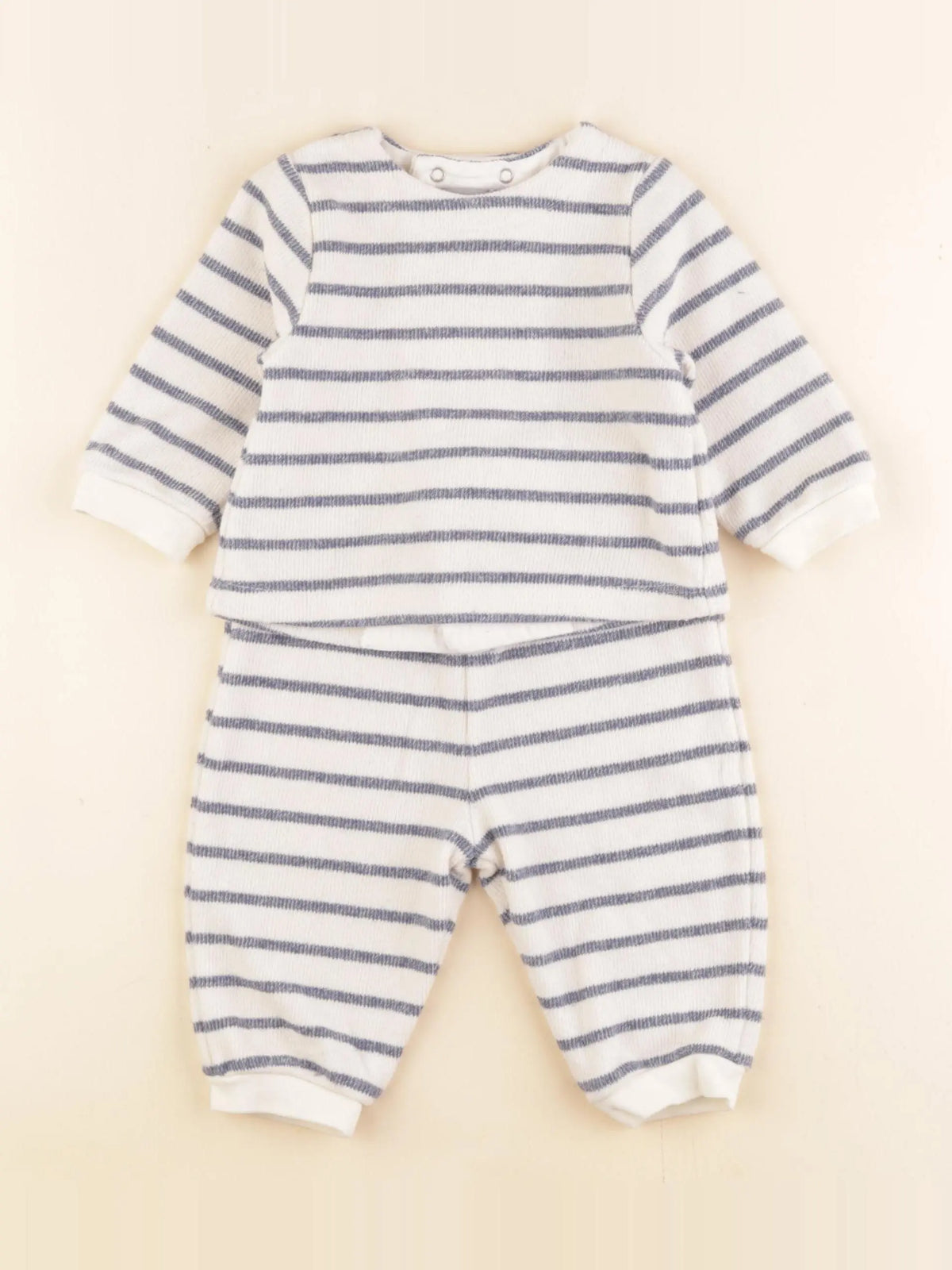Boutchou - ensemble blanc, bleu - 6 mois