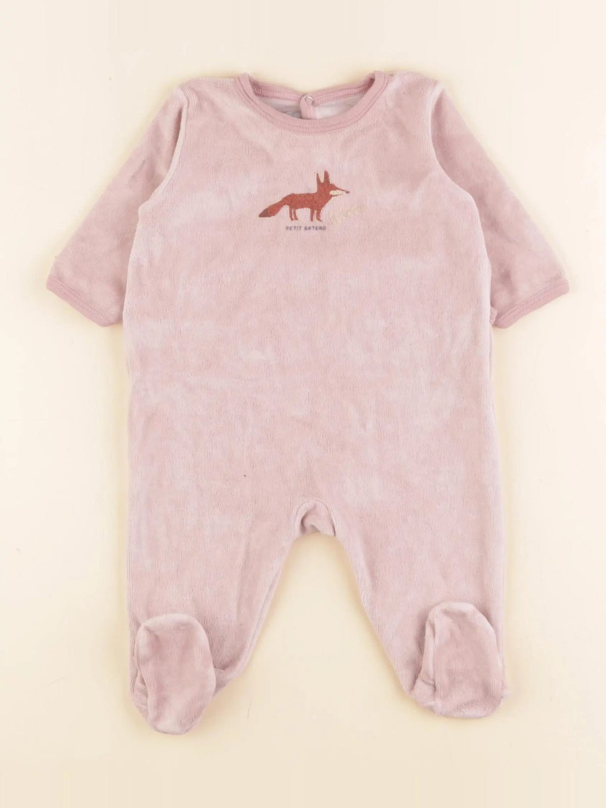 Petit Bateau - pyjama velours rose - 3 mois