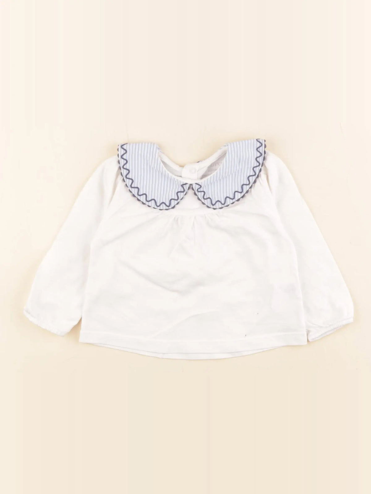 Boutchou - tee-shirt blanc, bleu - 6 mois