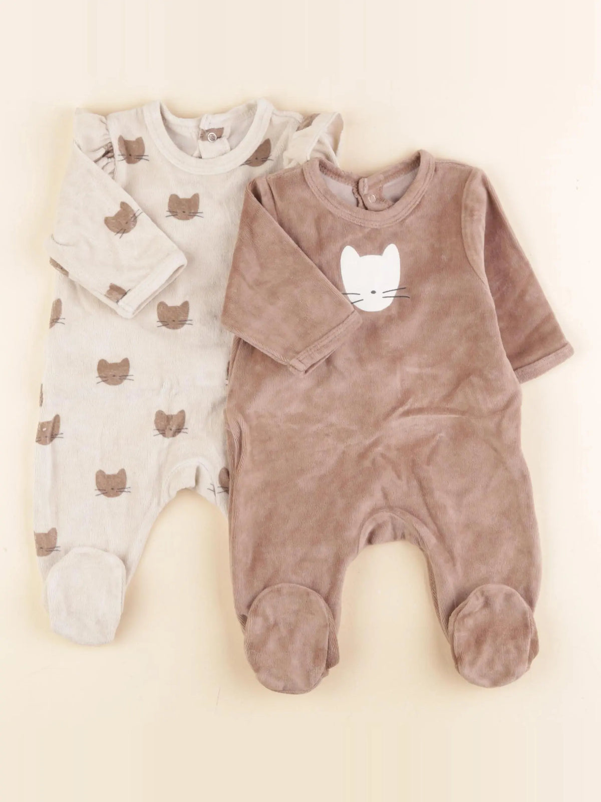 La Redoute - lot de 2 pyjamas velours marron - 1 mois