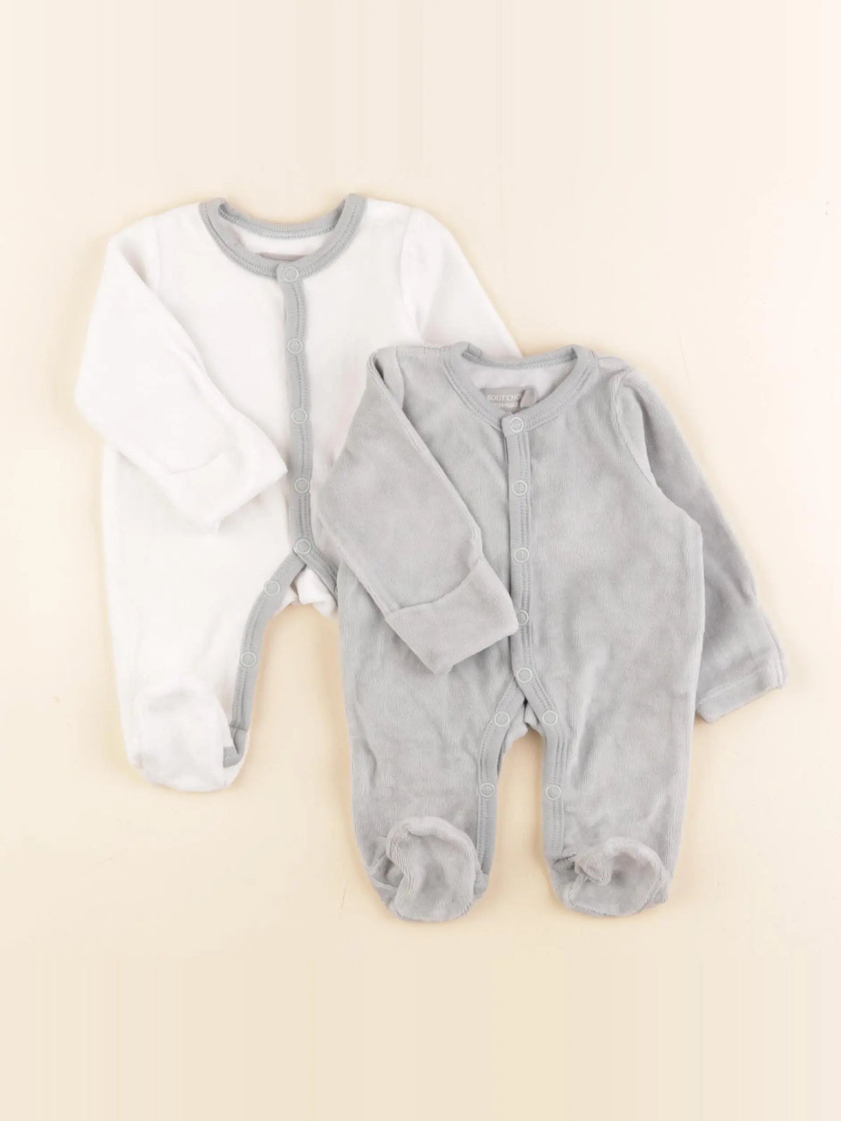 Boutchou - lot de 2 pyjamas velours multicolore - 0 mois