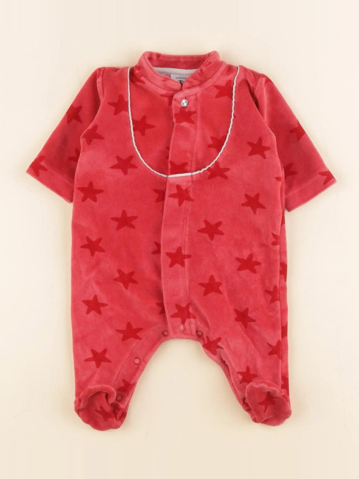 Petit Bateau - pyjama velours rouge - 1 mois