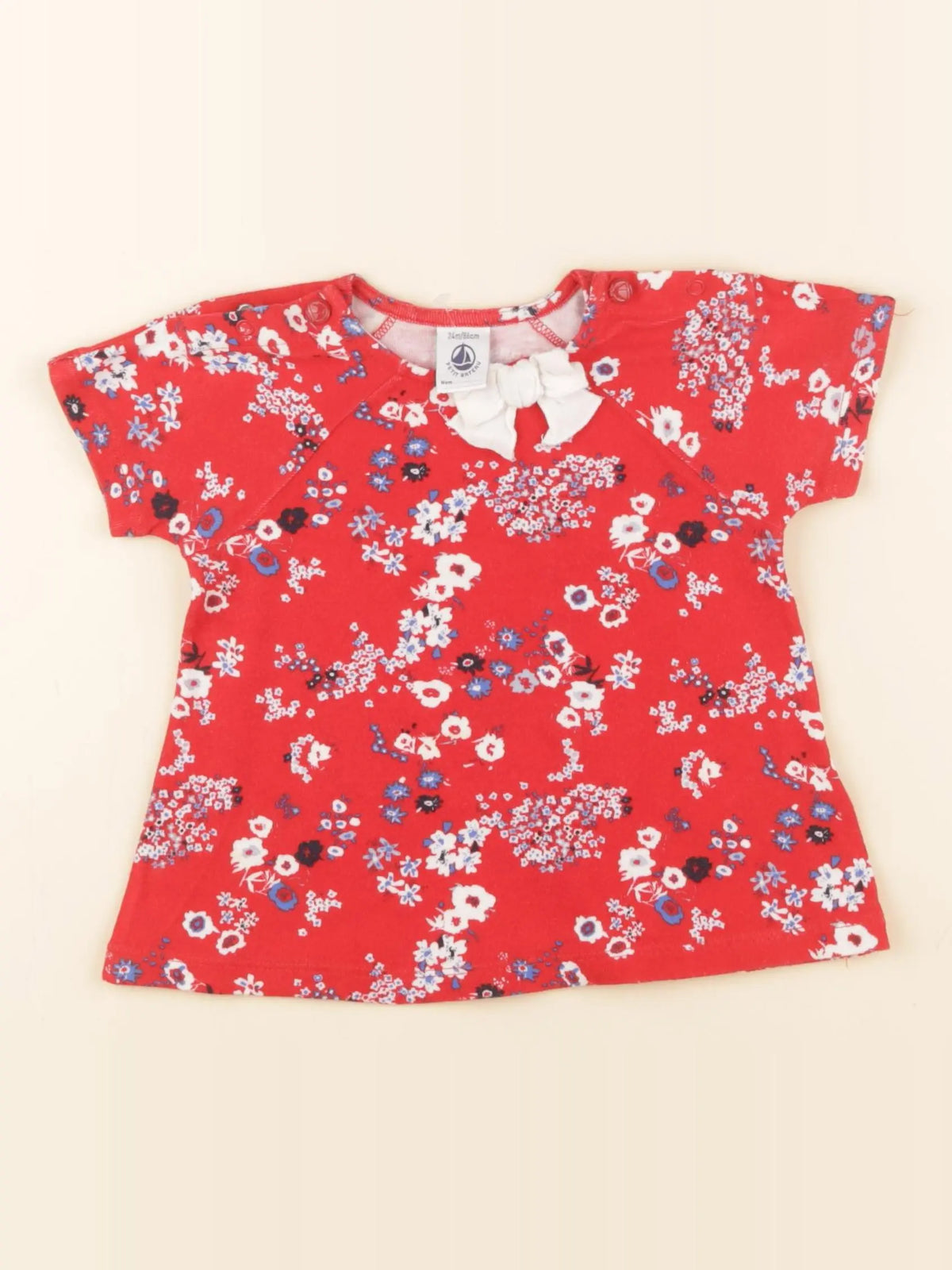 Petit Bateau - tee-shirt rouge - 24 mois