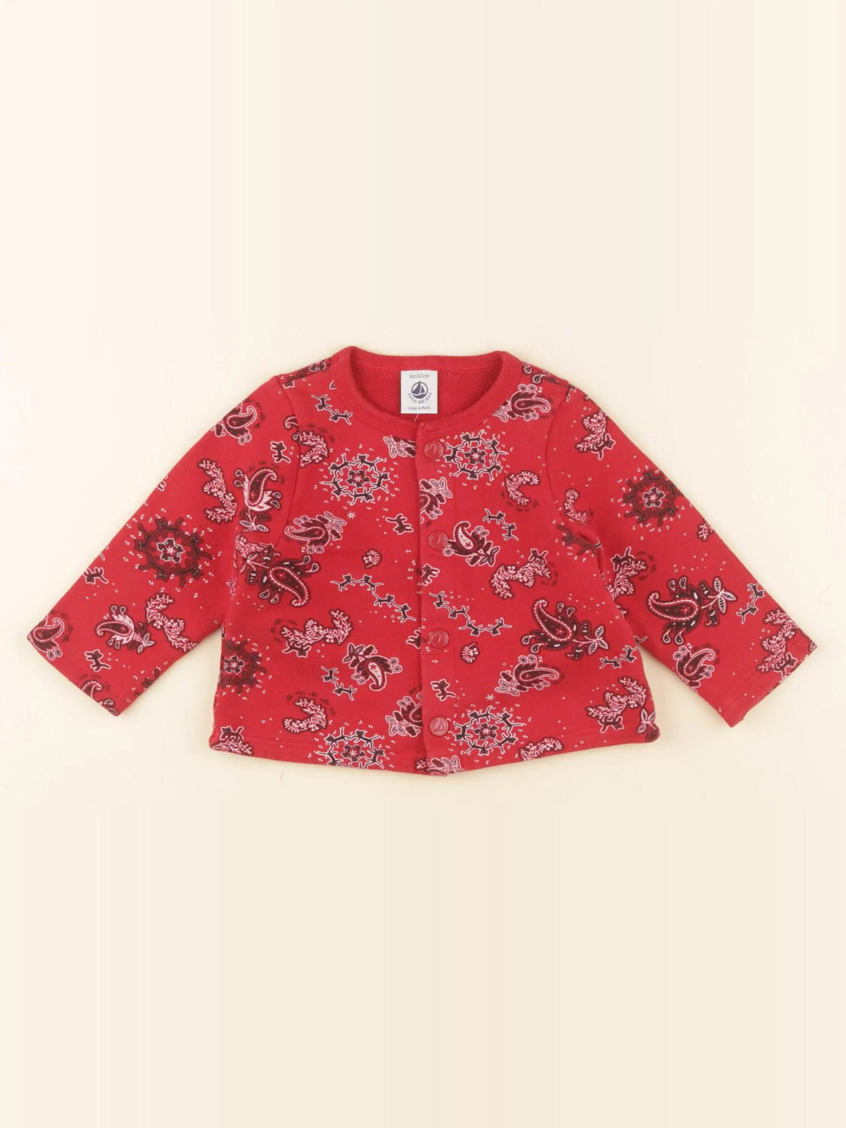 Petit Bateau - sweat rouge - 6 mois
