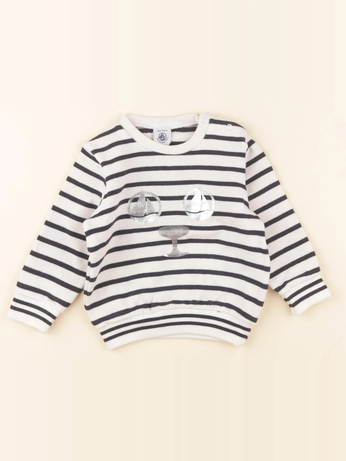 Petit Bateau - sweat blanc - 12 mois