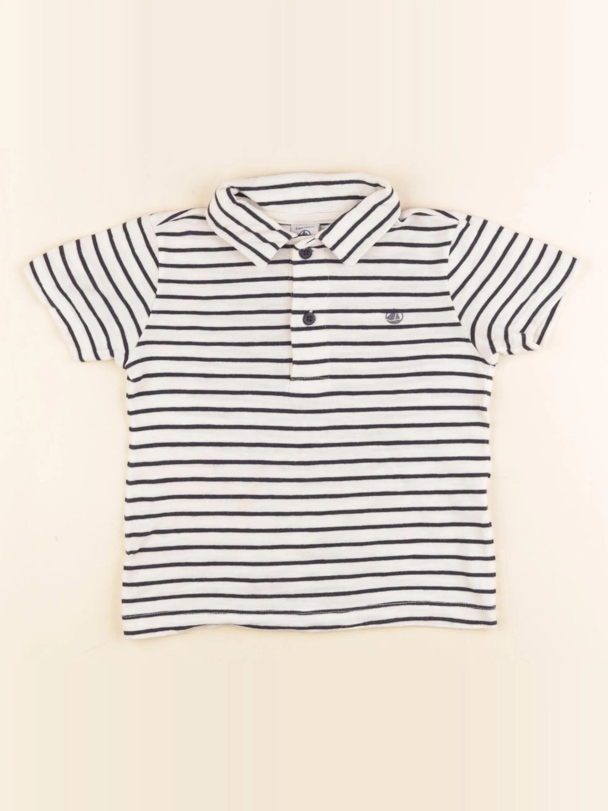 Petit Bateau - polo blanc, noir - 4 ans