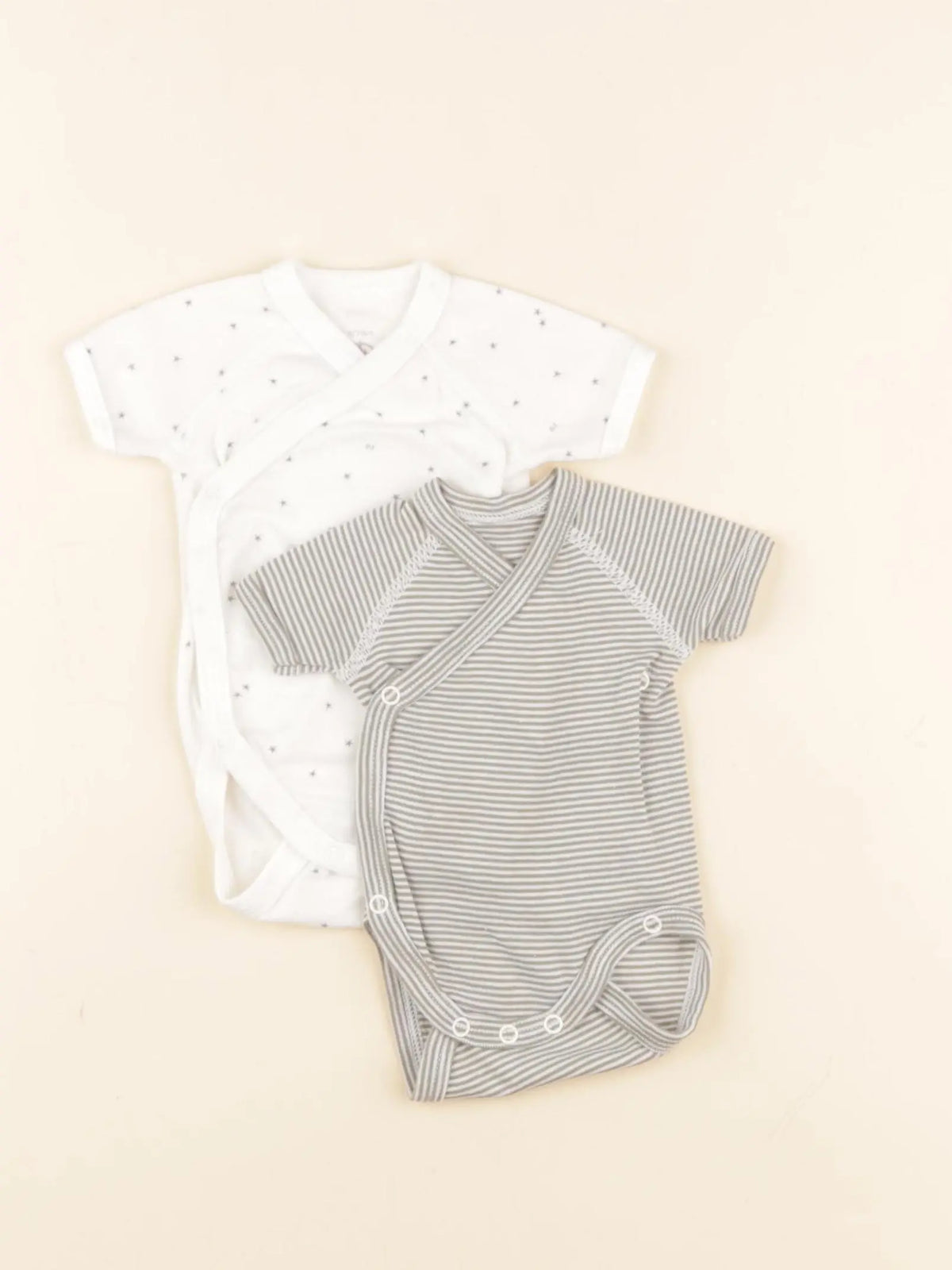Petit Bateau - lot de 2 bodies en coton blanc, vert - 0 mois