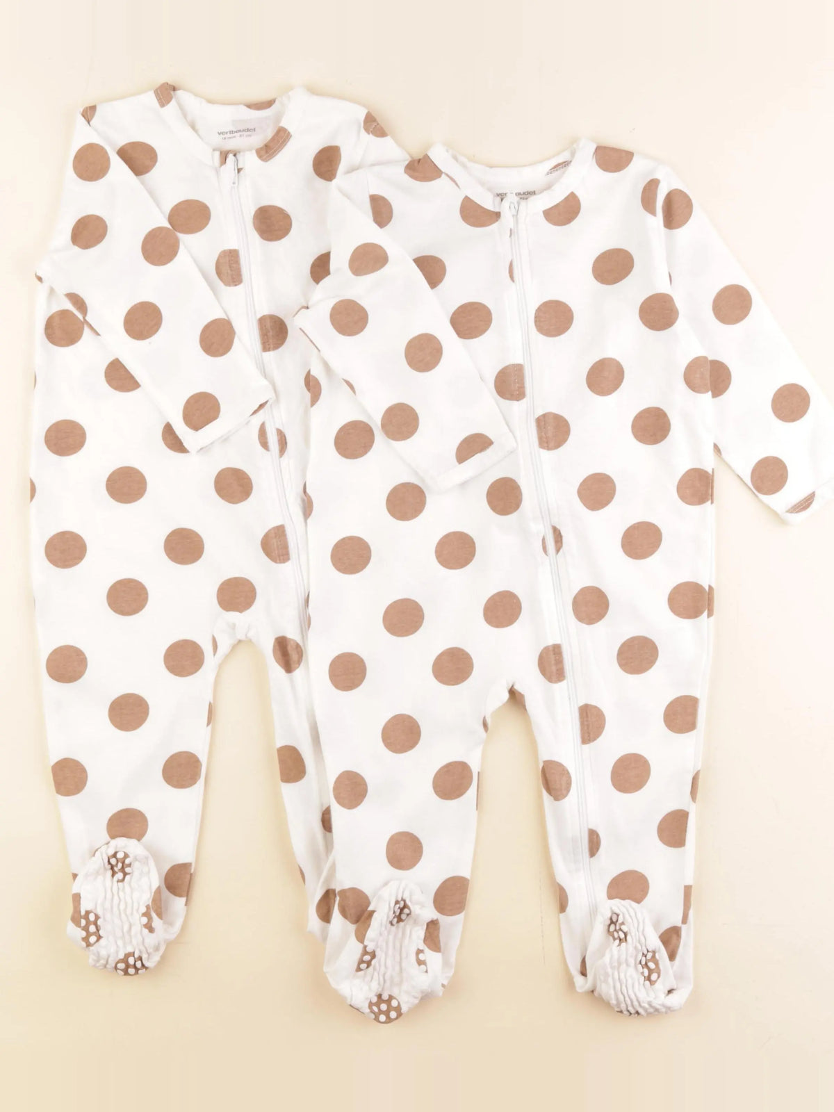 Vertbaudet - lot de 2 pyjamas coton blanc, marron - 18 mois