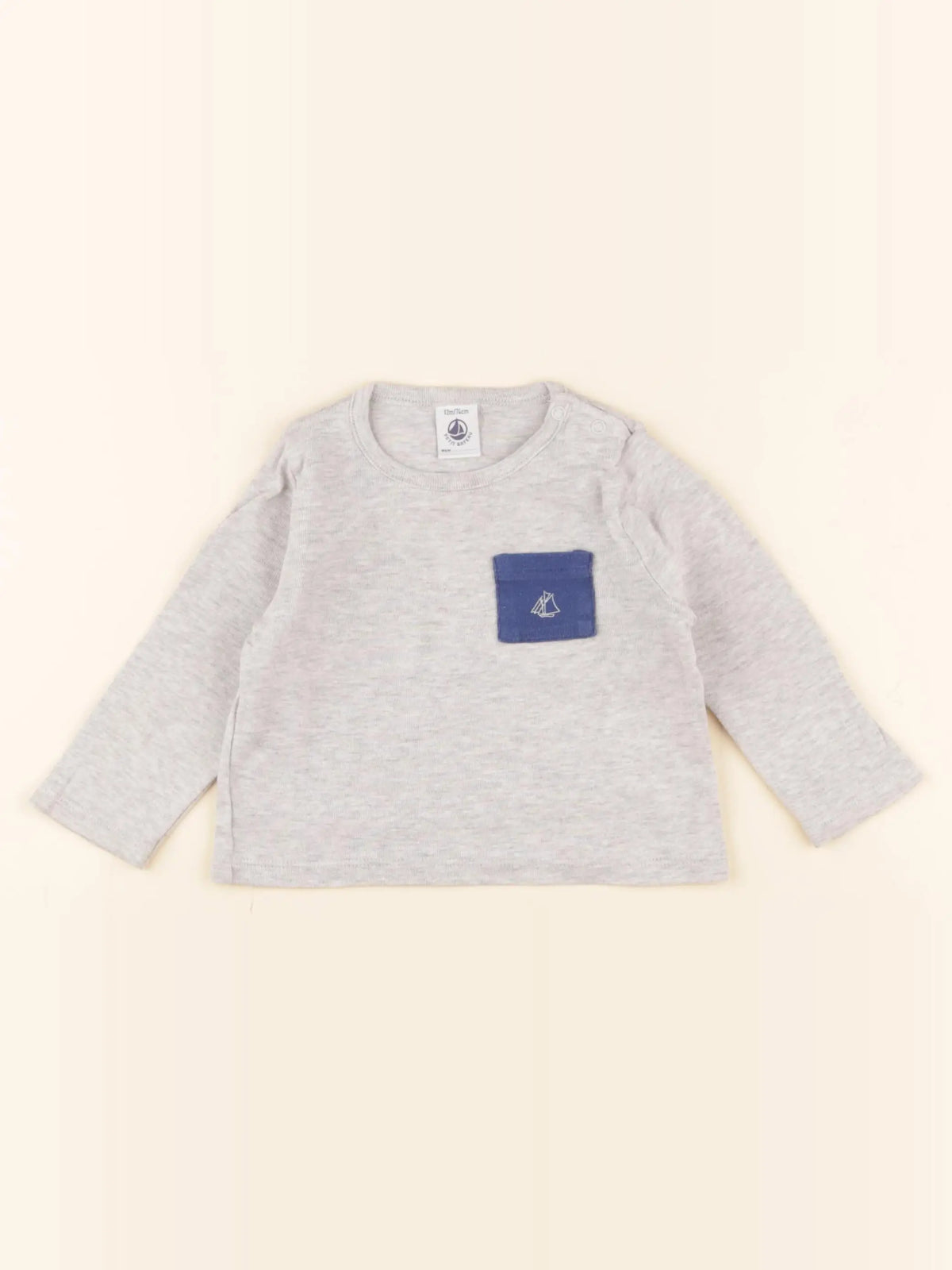 Petit Bateau - tee-shirt gris - 12 mois