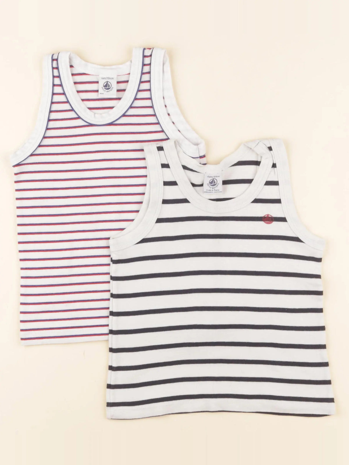 Petit Bateau - lot de 2 maillots de corps blanc - 4 ans