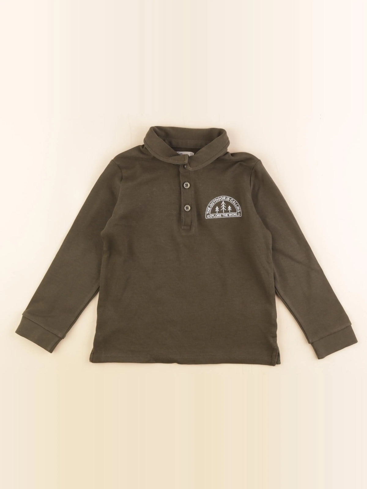 Little Cigogne - polo imprimé au dos vert - 5 ans