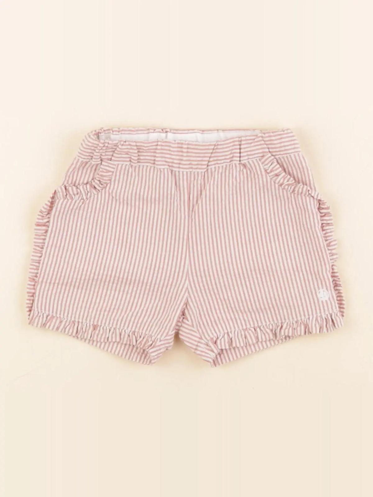 Petit Bateau - short blanc, rose - 6 mois