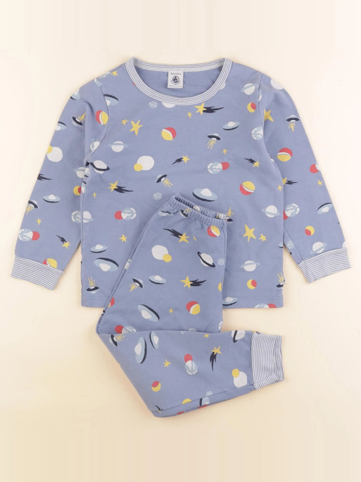 Petit Bateau - pyjama coton bleu - 5 ans
