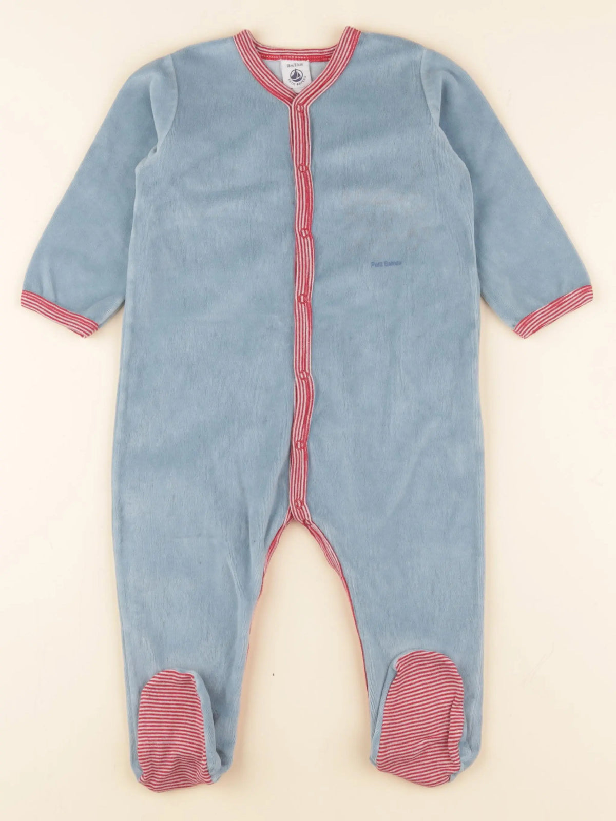 Petit Bateau - pyjama velours bleu - 18 mois