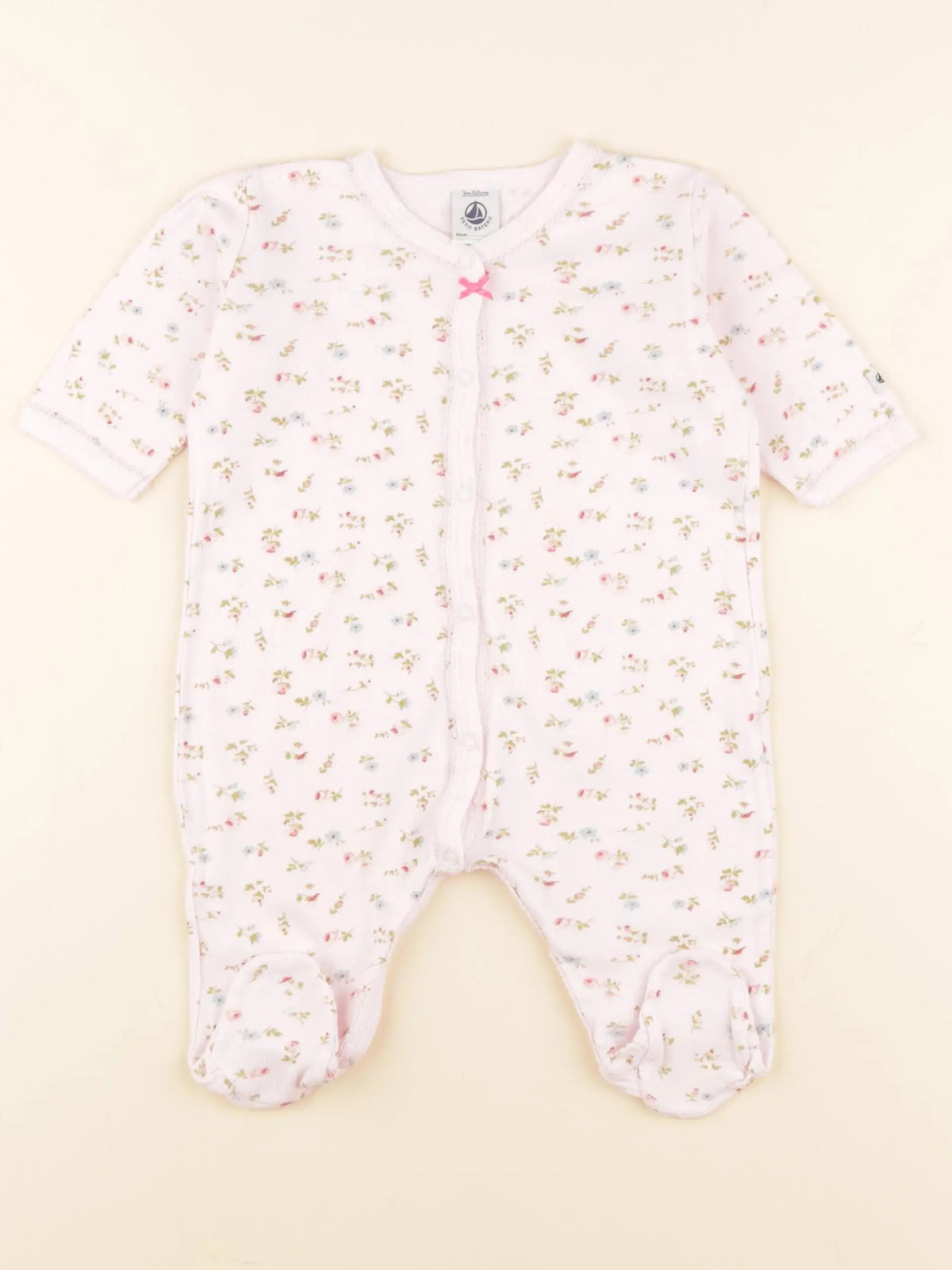 Petit Bateau - pyjama coton rose - 3 mois