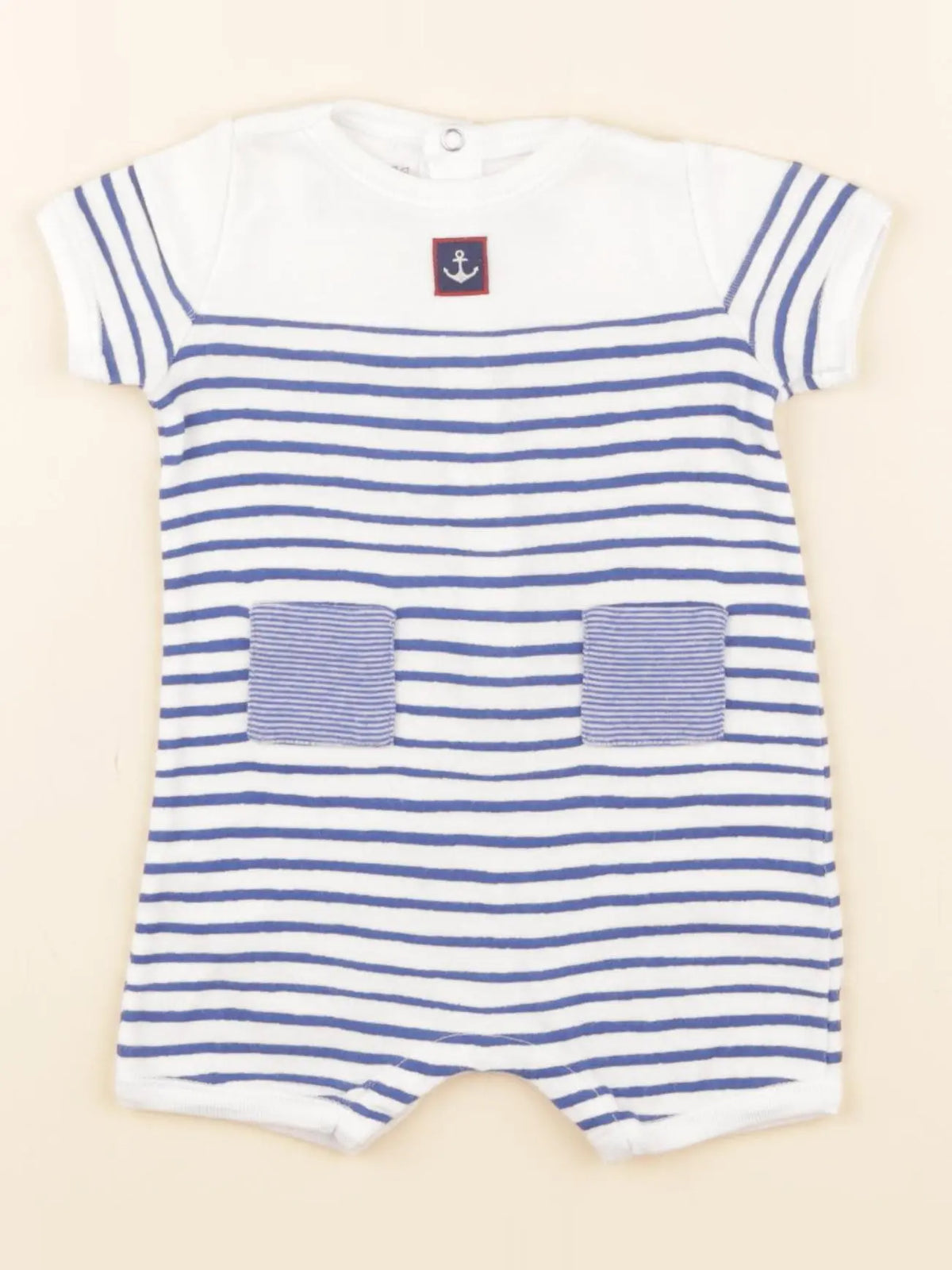 Petit Bateau - combinaison blanc, bleu - 1 mois