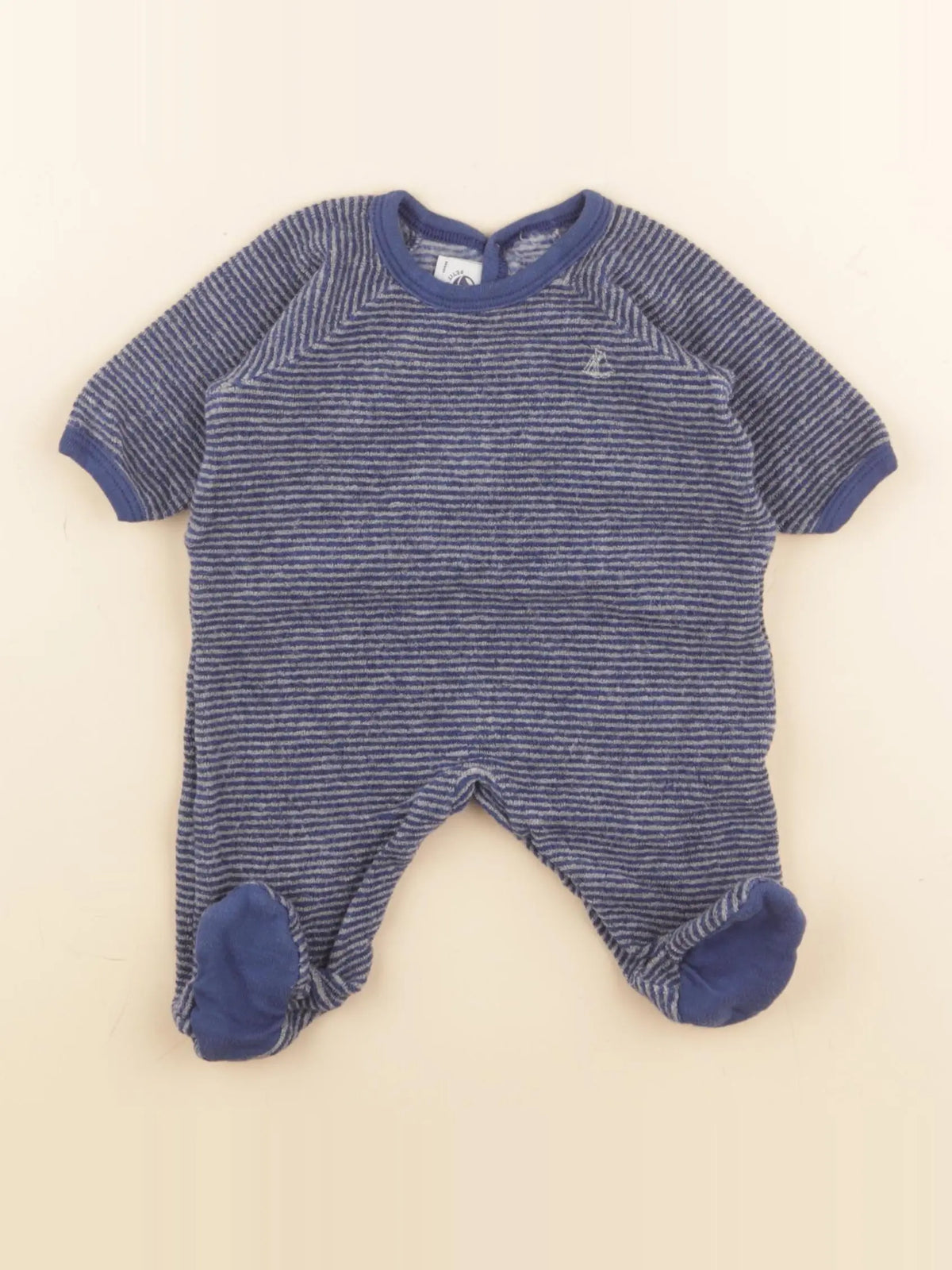 Petit Bateau - pyjama velours bleu - 3 mois