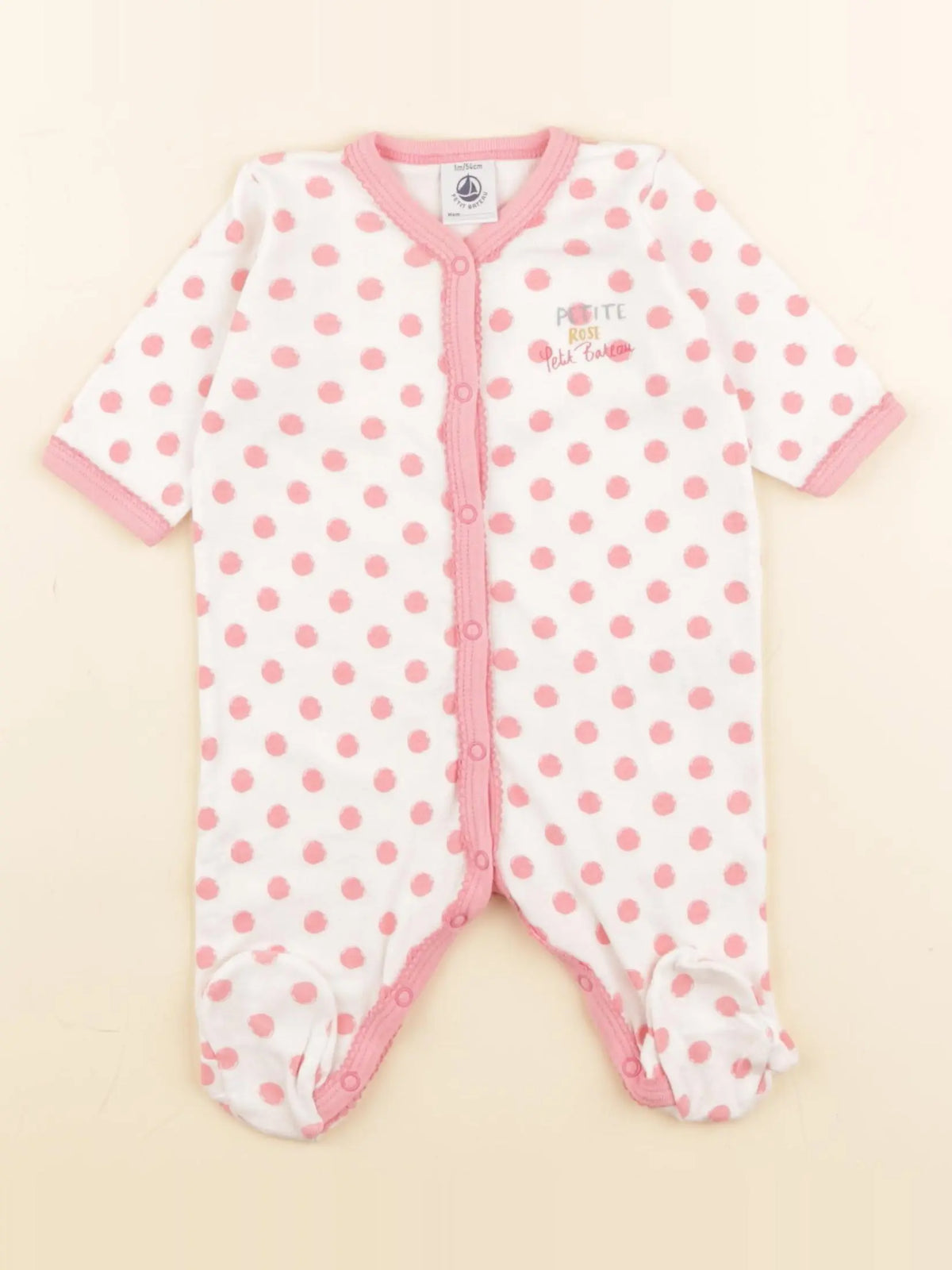 Petit Bateau - pyjama coton blanc - 1 mois