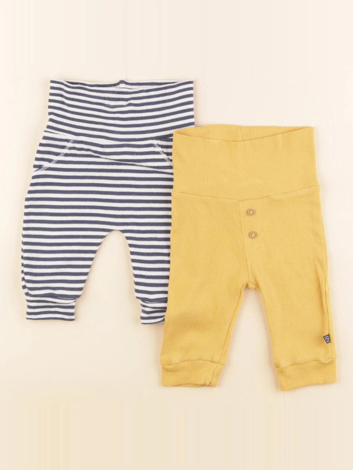 Feetje - lot de 2 leggings bleu, jaune - 3 mois