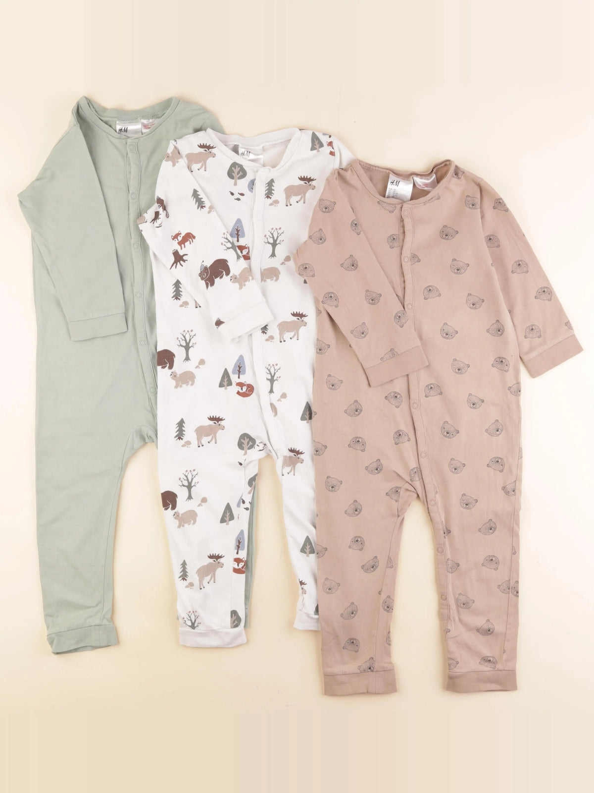 H&M - lot de 3 pyjamas coton multicolore - 18/24 mois