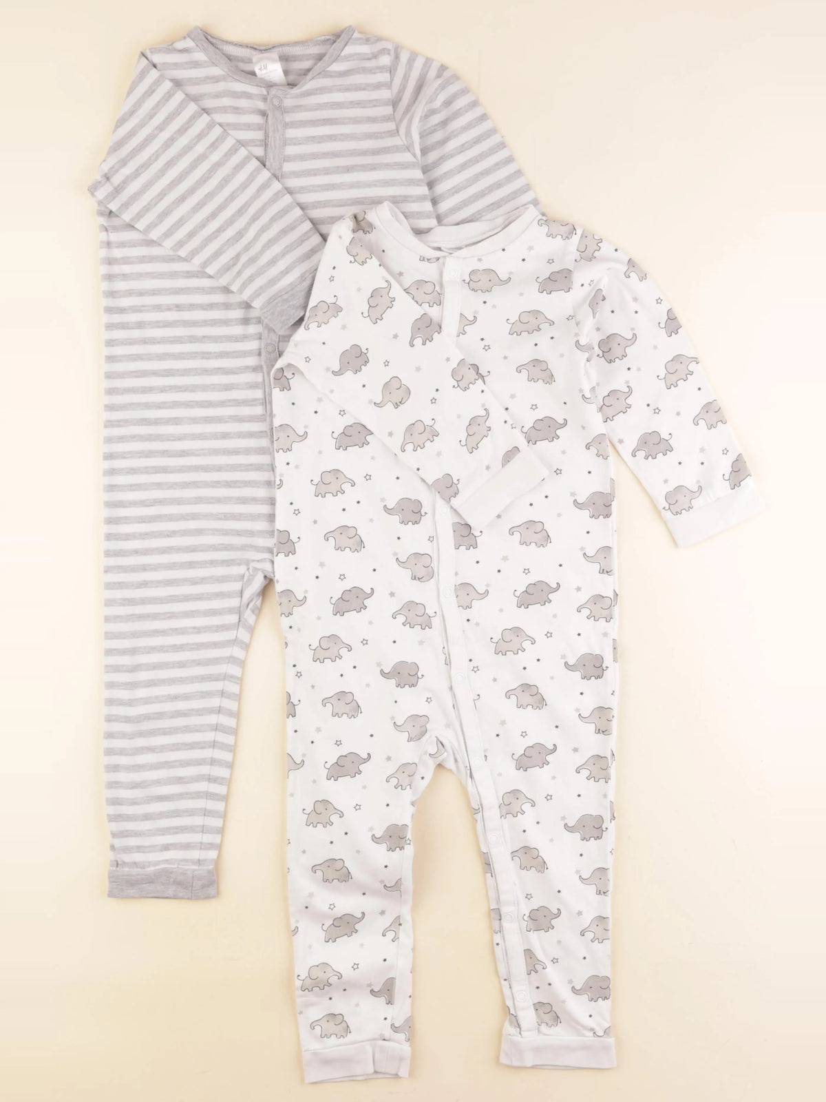 H&M - lot de 2 pyjamas coton blanc, gris - 18/24 mois