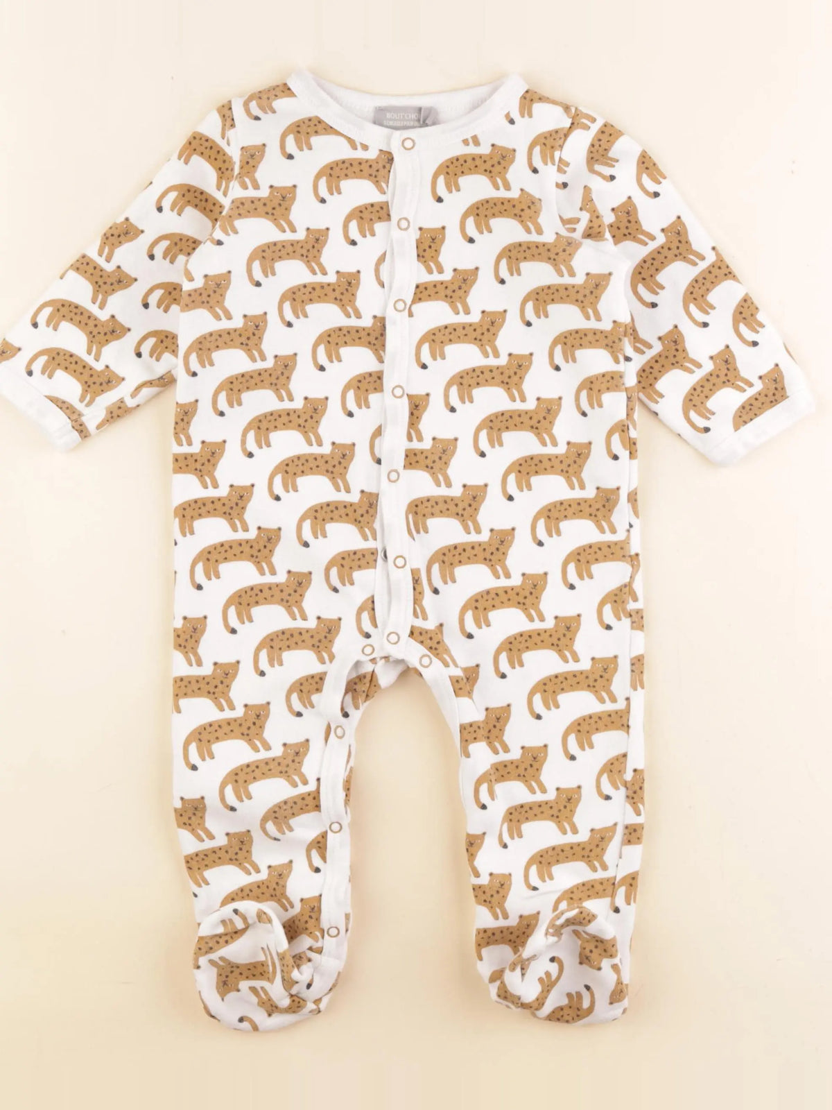 Boutchou - pyjama coton blanc, marron - 12 mois