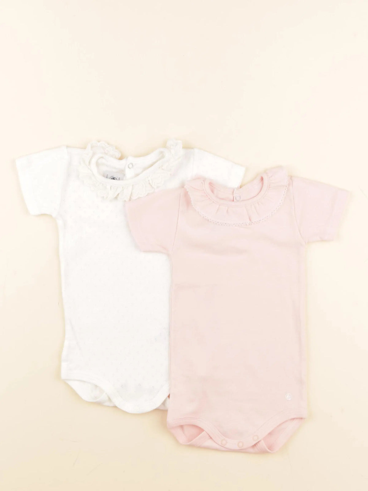 Petit Bateau - lot de 2 bodies en coton blanc, rose - 6 mois