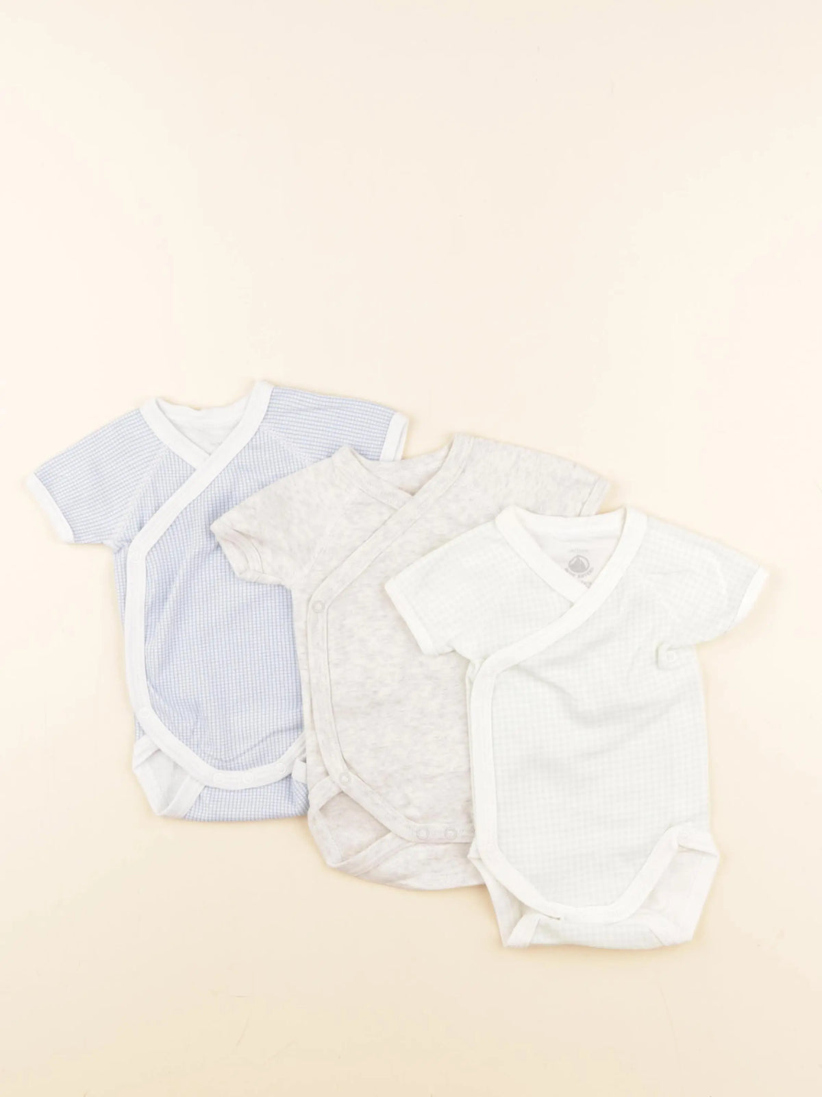 Petit Bateau - lot de 3 bodies en coton multicolore - 1 mois