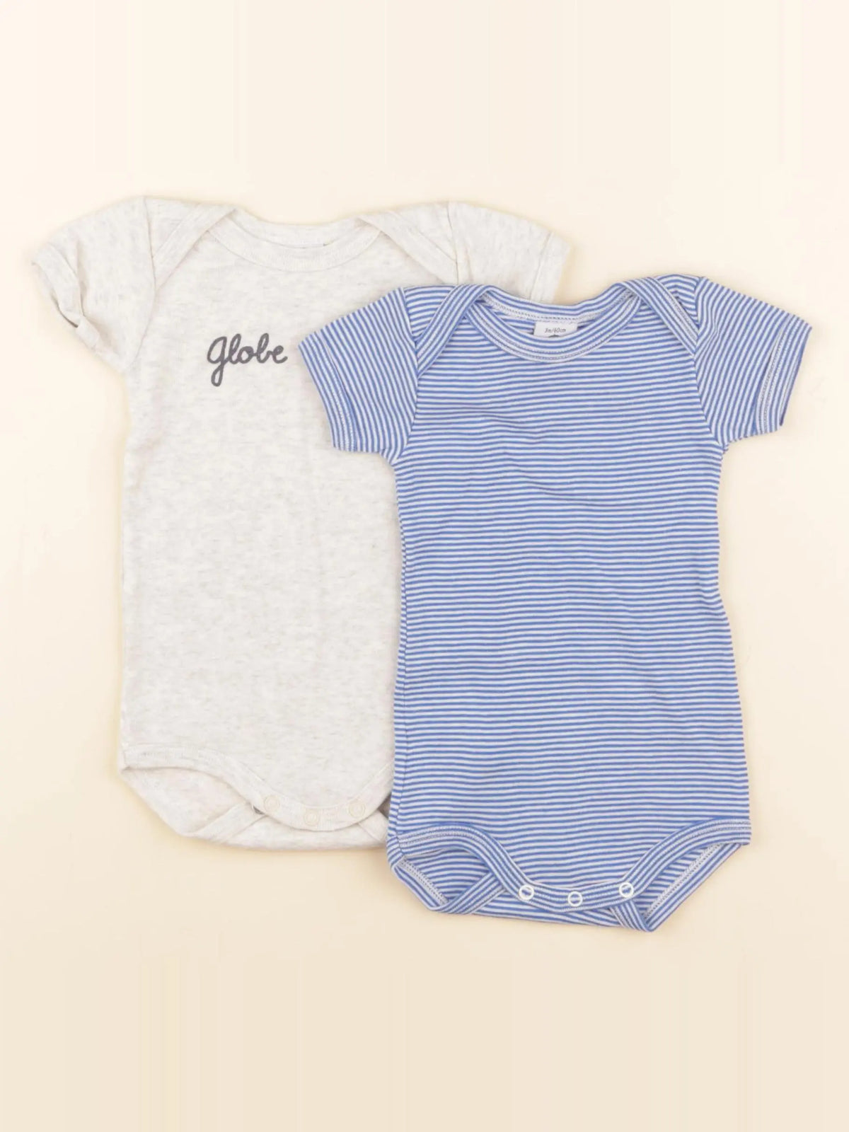 Petit Bateau - lot de 2 bodies en coton bleu, gris - 3 mois