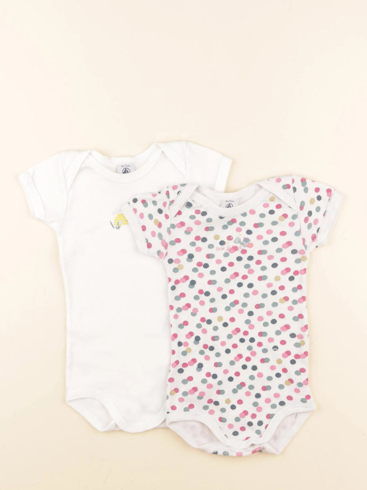 Petit Bateau - lot de 2 bodies en coton blanc - 9 mois