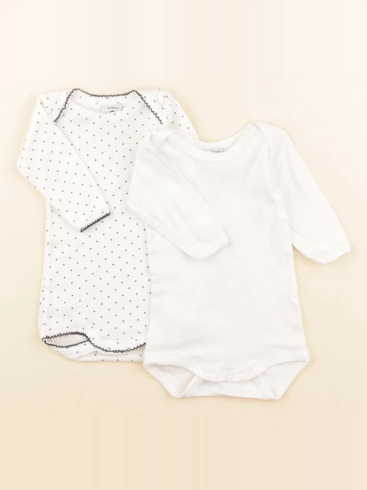 Petit Bateau - lot de 2 bodies en coton blanc, bleu - 1 mois