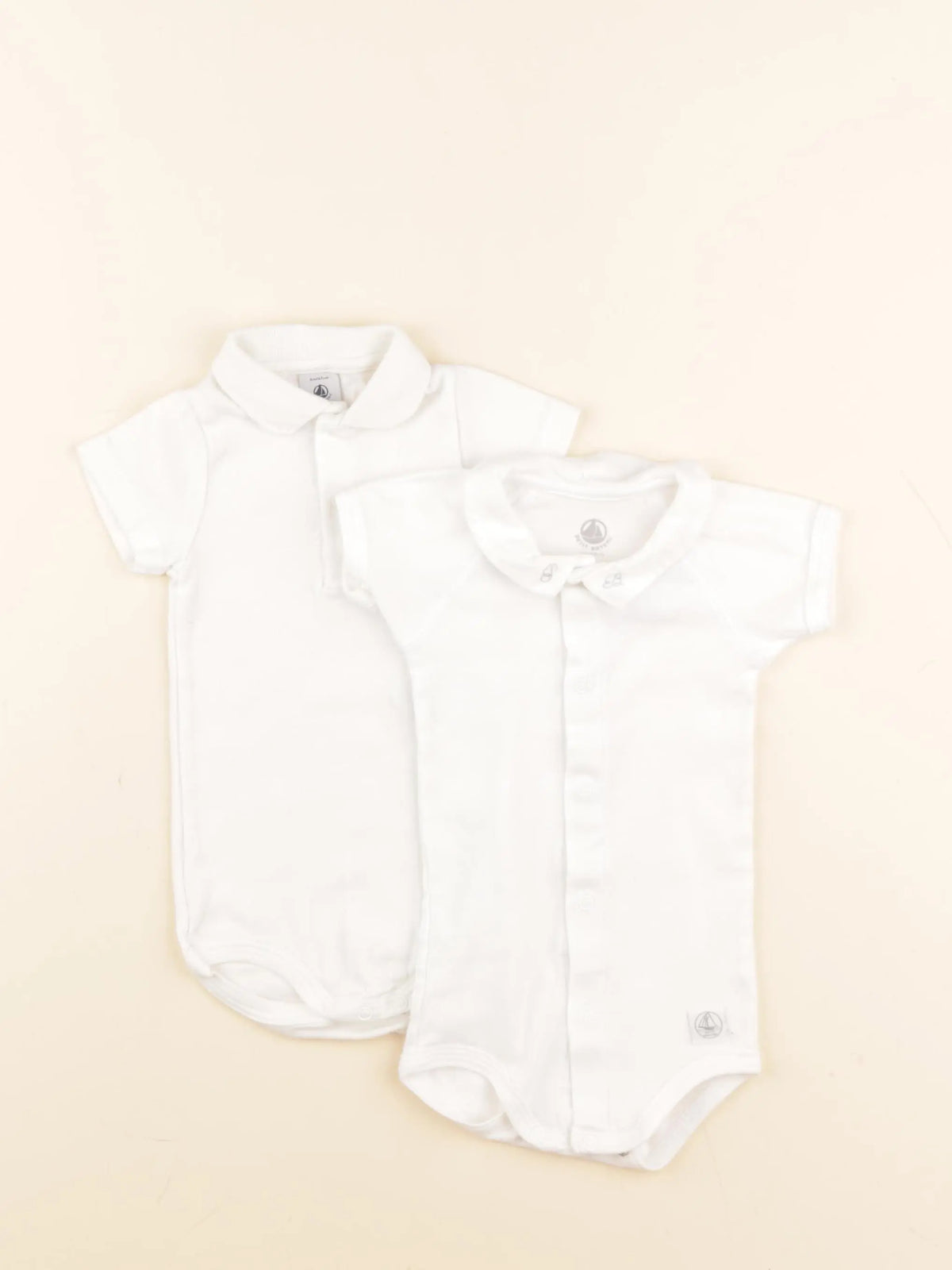 Petit Bateau - lot de 2 bodies à col blanc - 6 mois