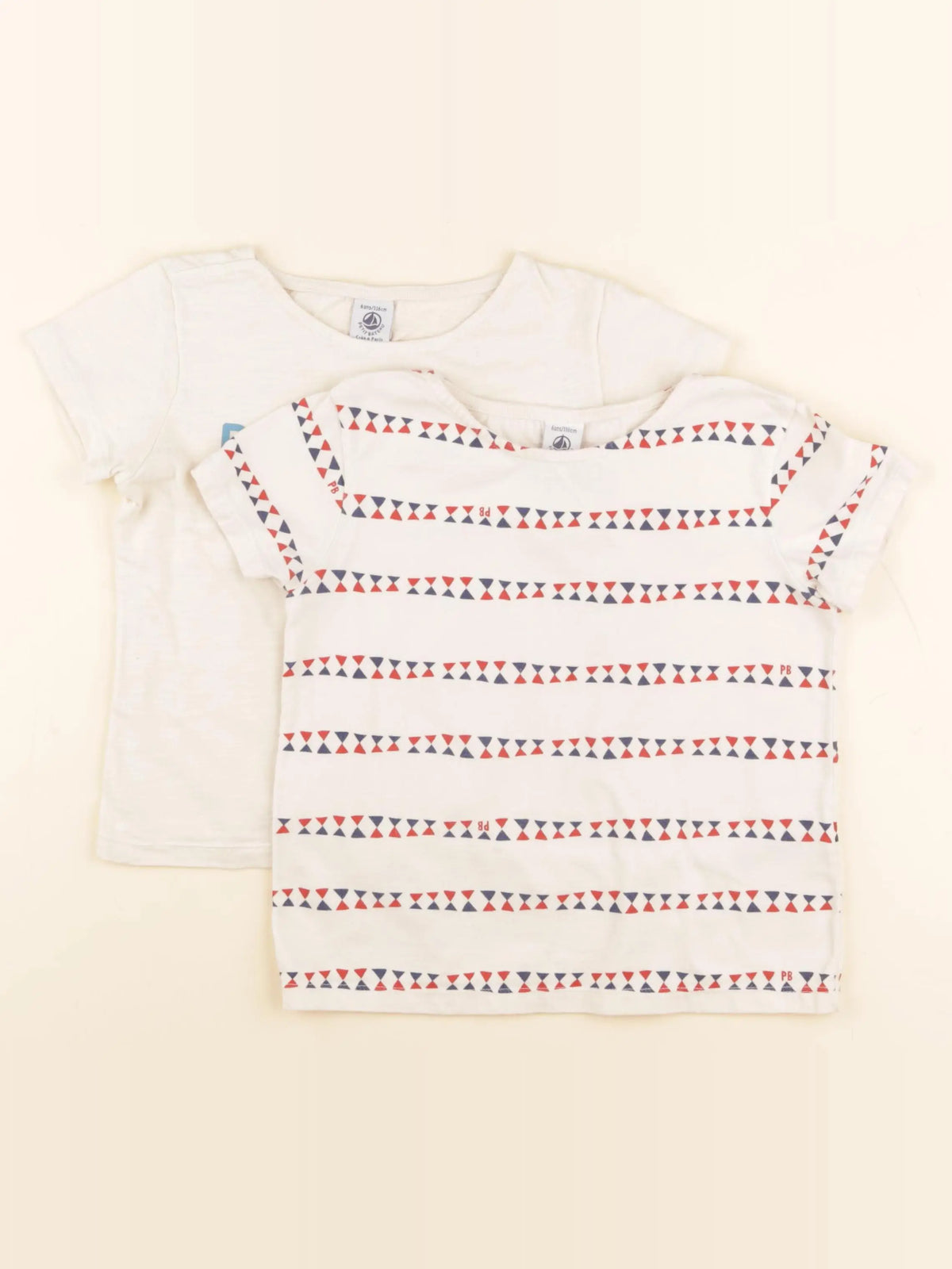 Petit Bateau - lot de 2 tee-shirts beige - 6 ans