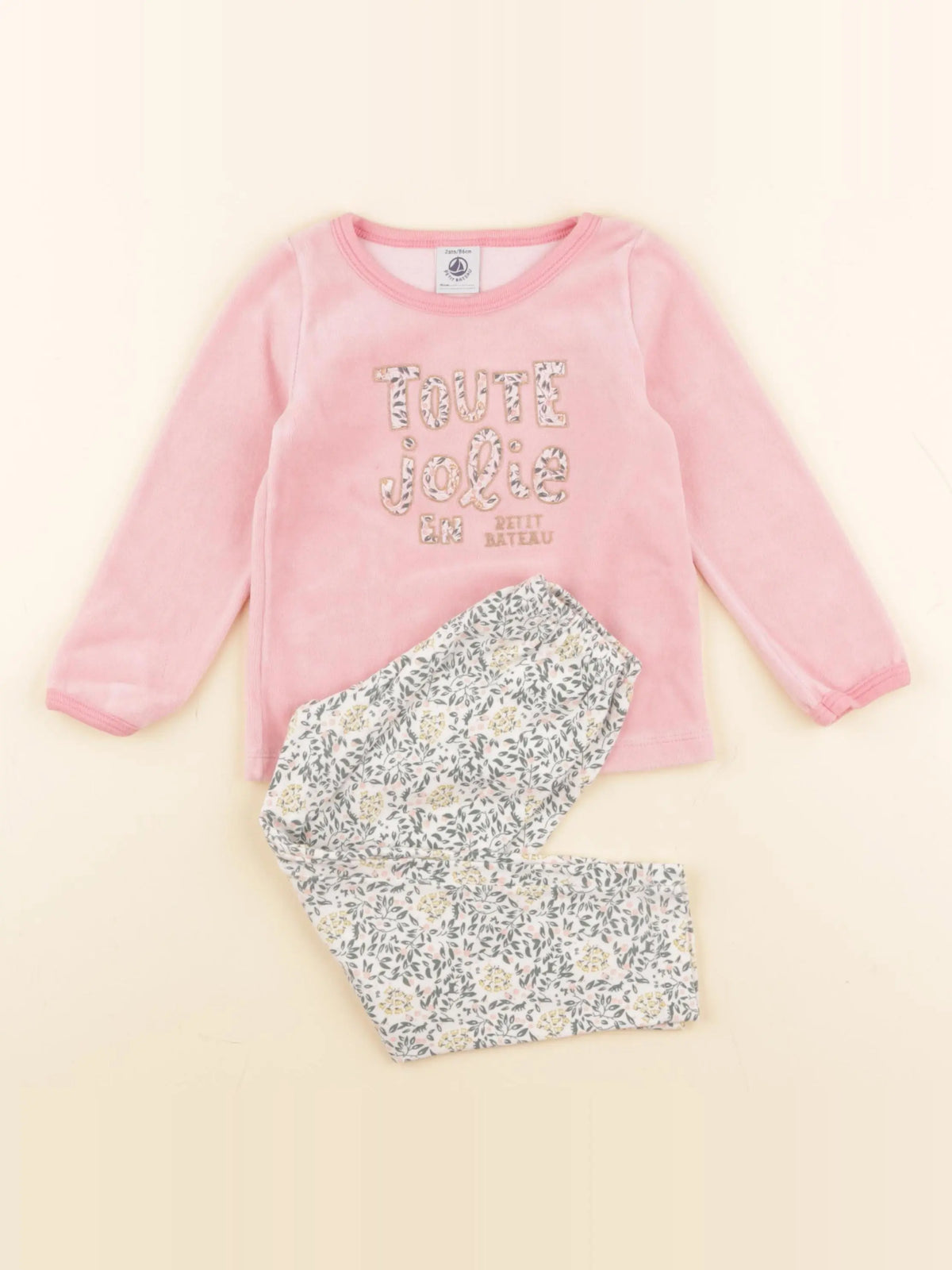 Petit Bateau - pyjama velours rose - 2 ans