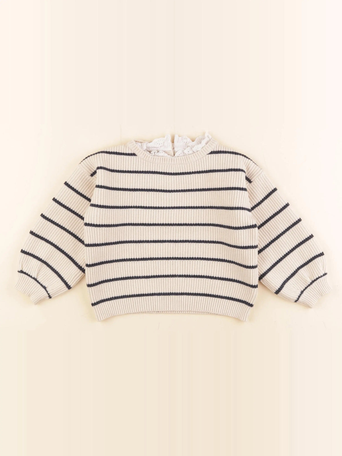 Vertbaudet - pull beige, bleu - 24 mois