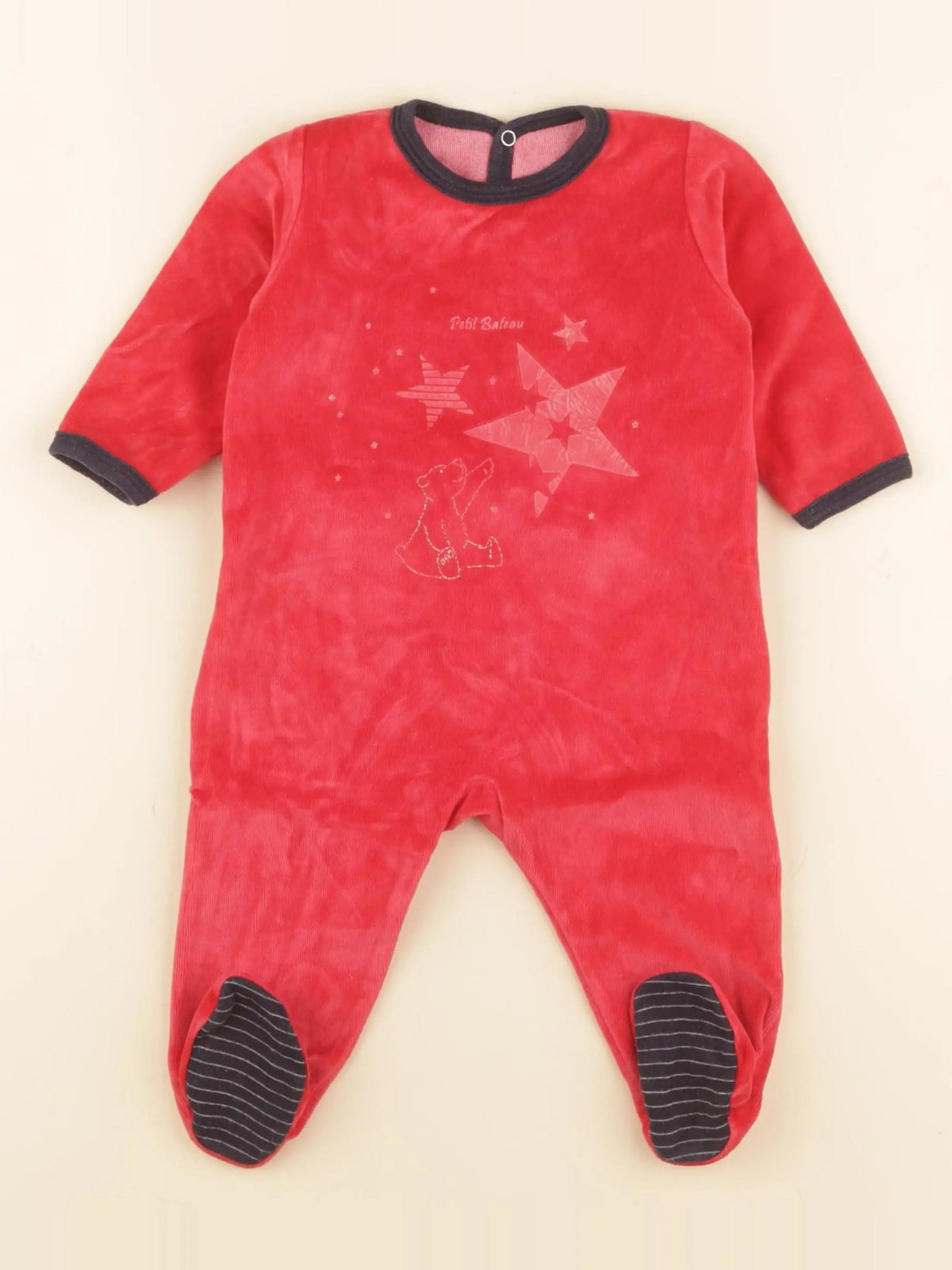 Petit Bateau - pyjama velours rouge - 6 mois
