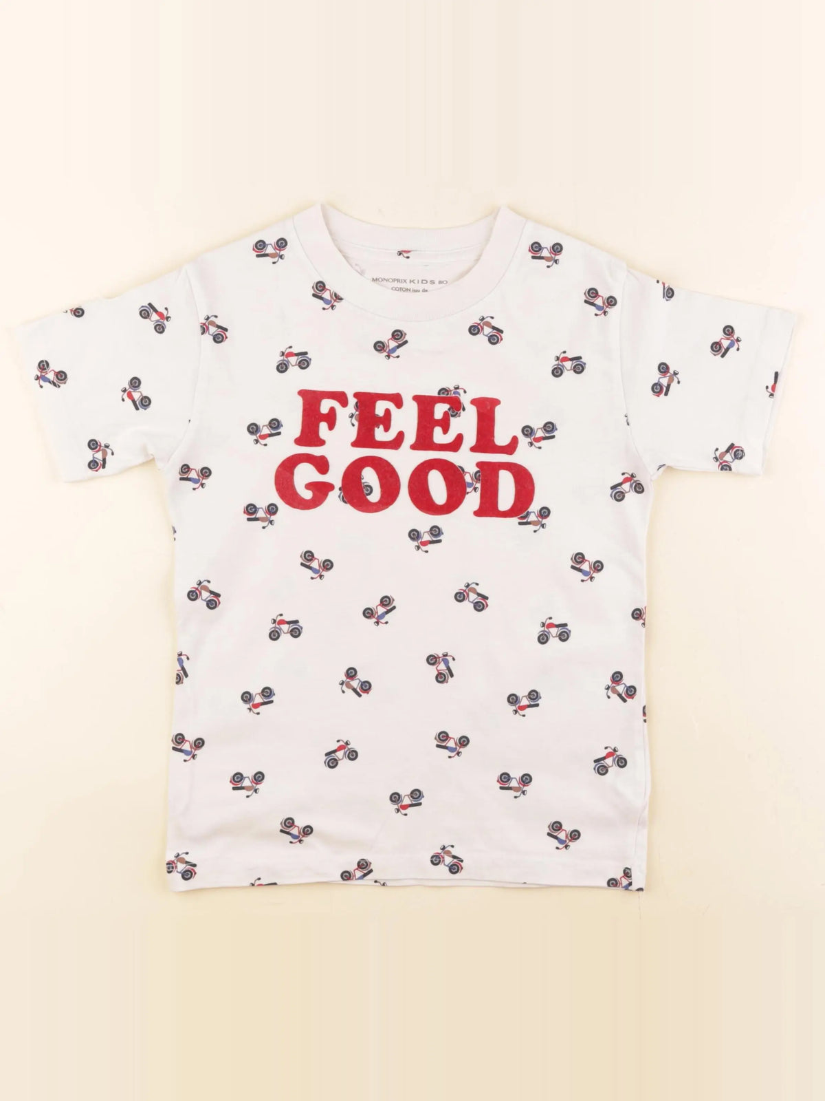 Monoprix - tee-shirt beige - 8 ans