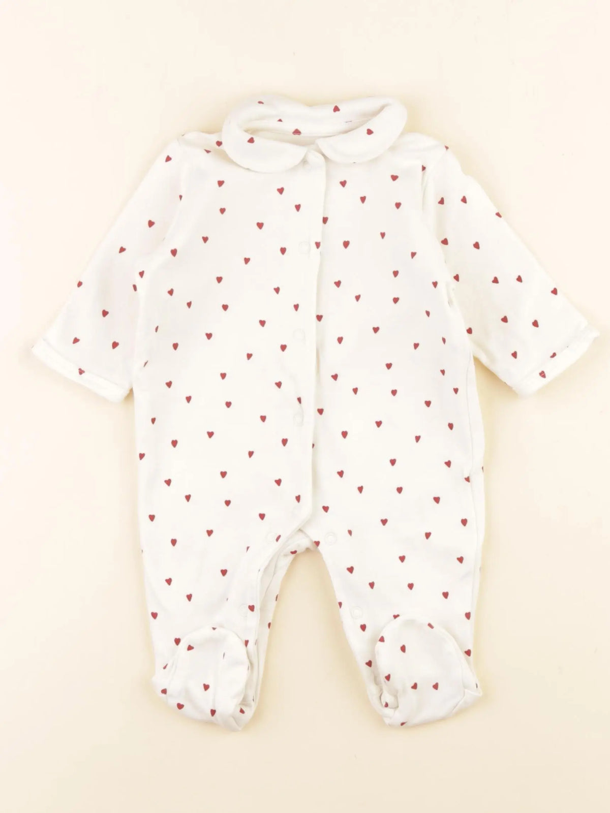 Vertbaudet - pyjama coton beige, rouge - 3 mois