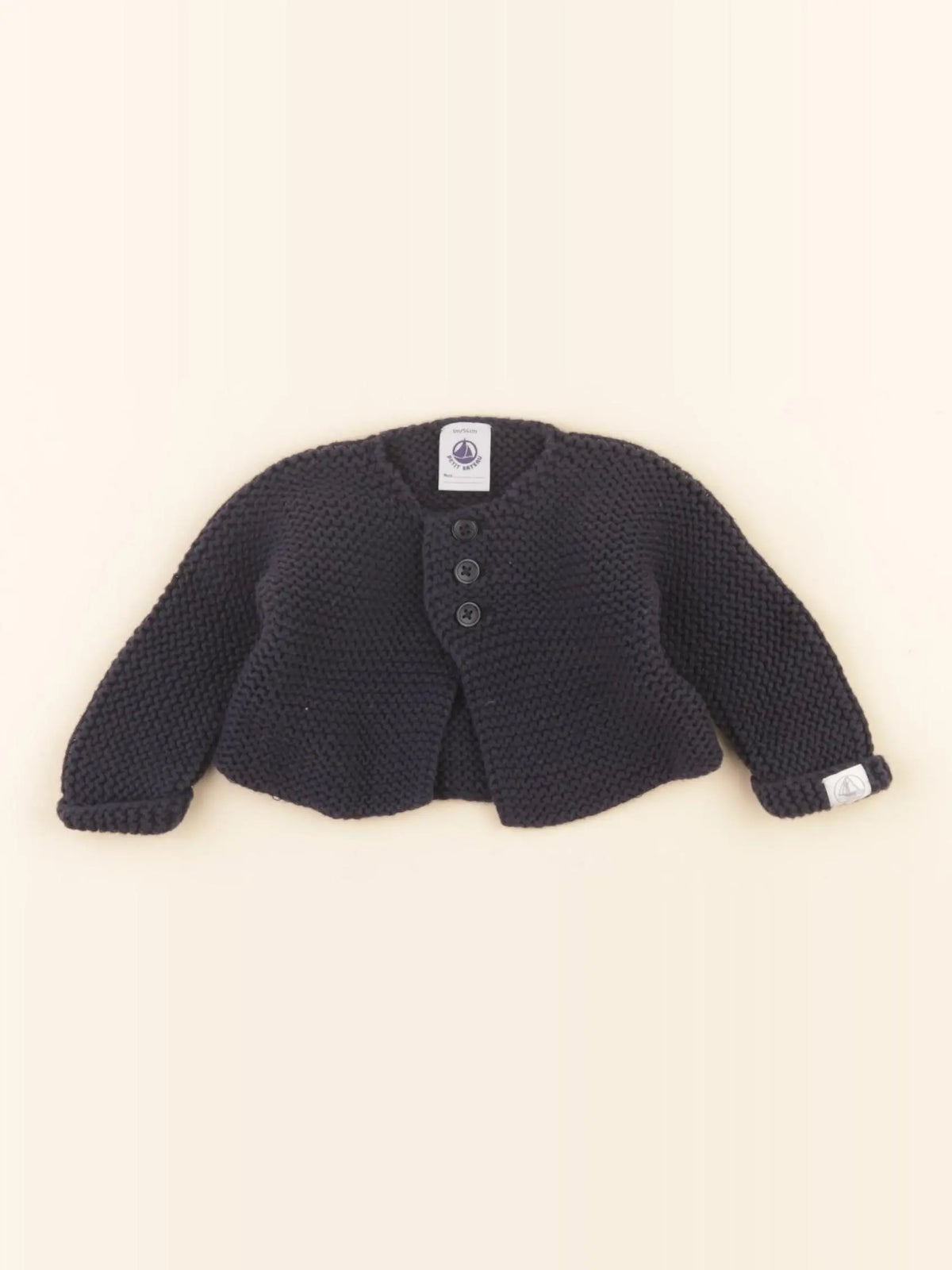 Petit Bateau - gilet velours bleu - 1 mois