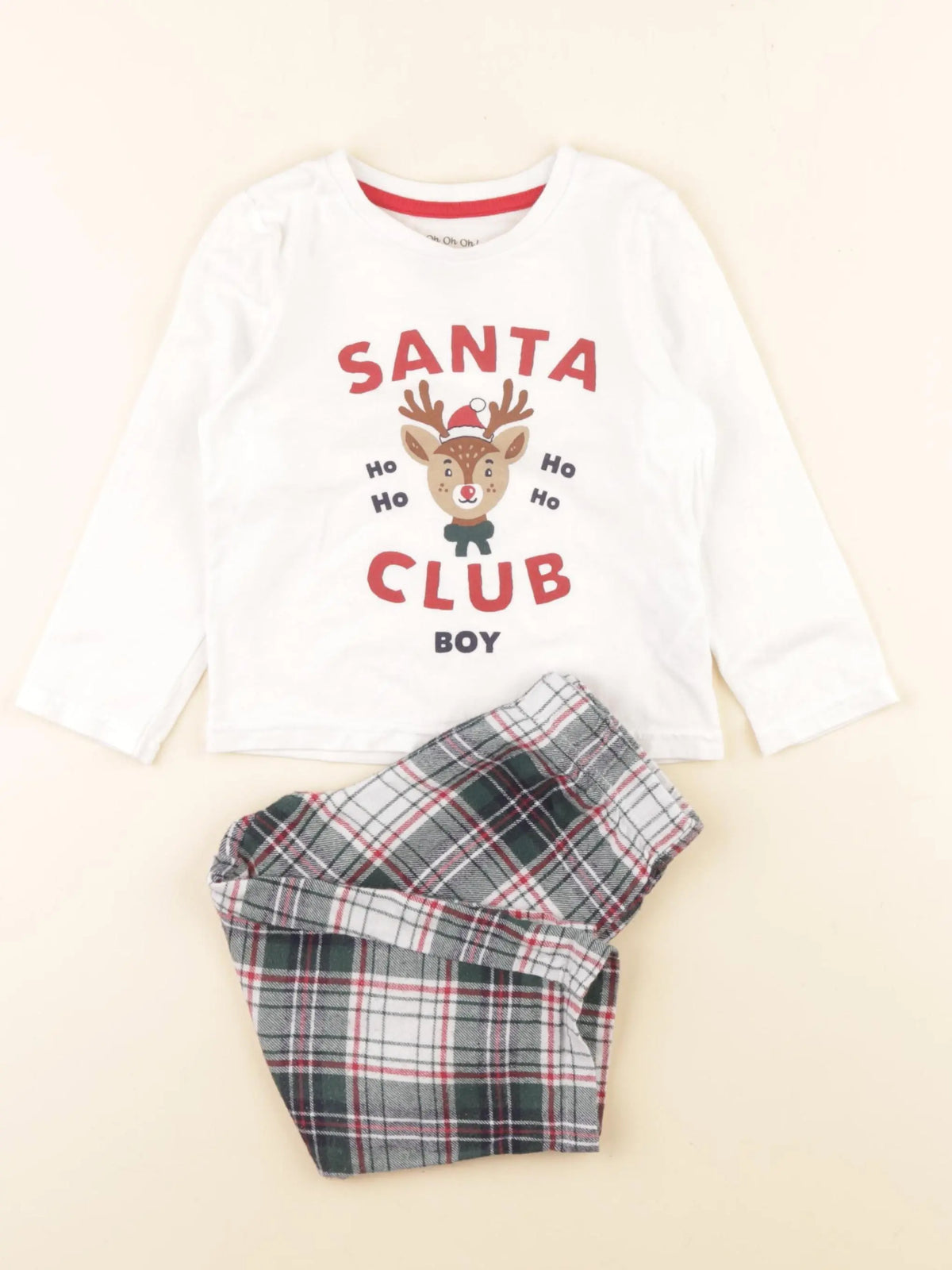 Vertbaudet - pyjama coton blanc, vert - 2 ans