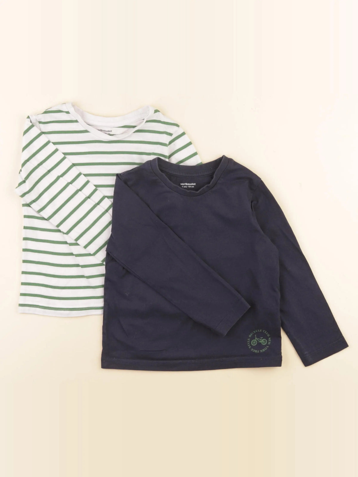 Vertbaudet - lot de 2 tee-shirts bleu, blanc - 4 ans