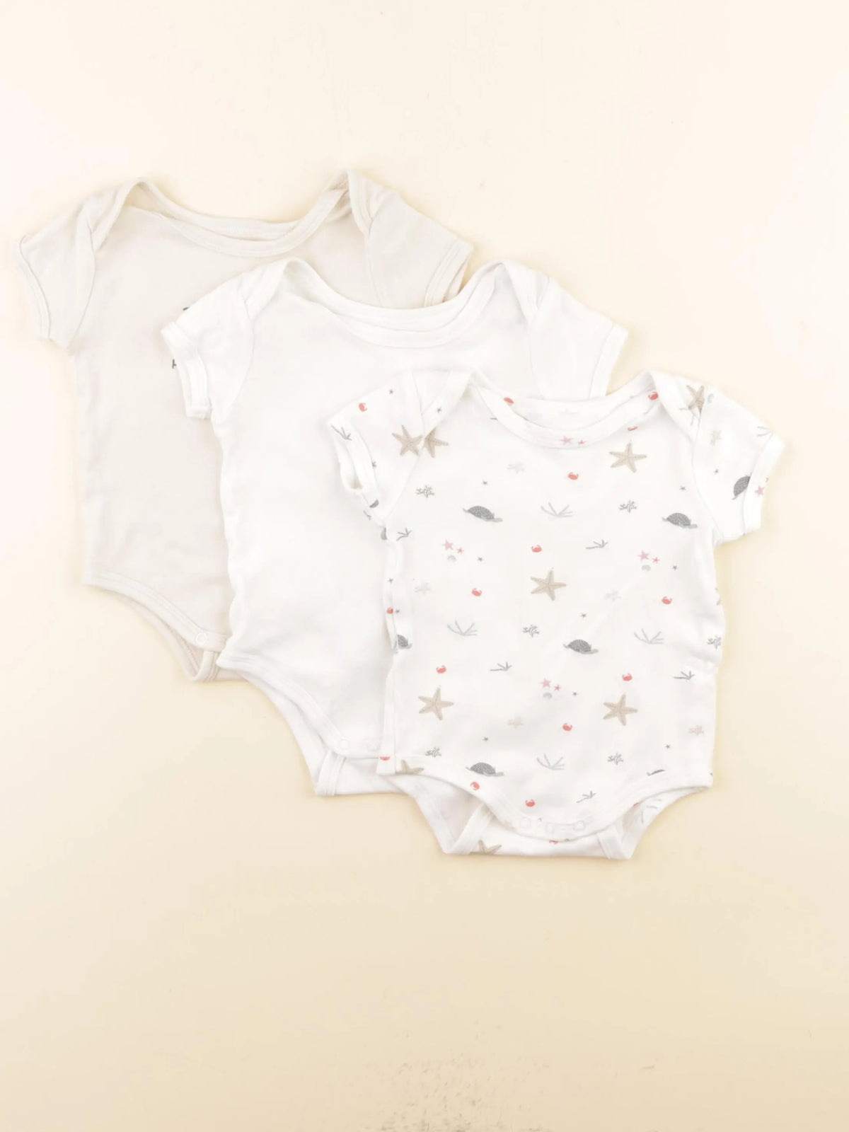 Vertbaudet - lot de 3 bodies en coton blanc - 9 mois