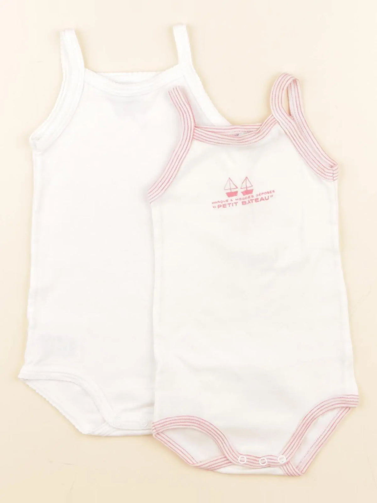 Petit Bateau - lot de 2 bodies en coton blanc - 12 mois
