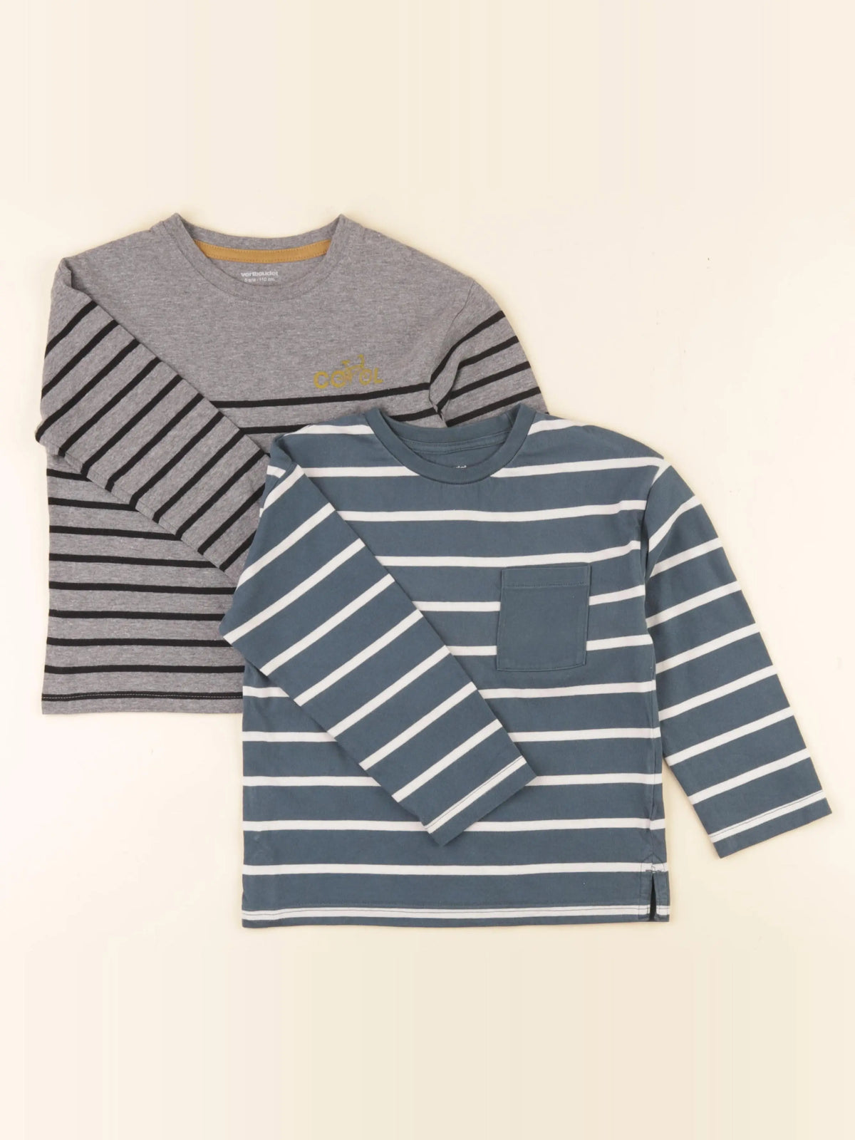 Vertbaudet - lot de 2 tee-shirts vert, gris - 5 ans