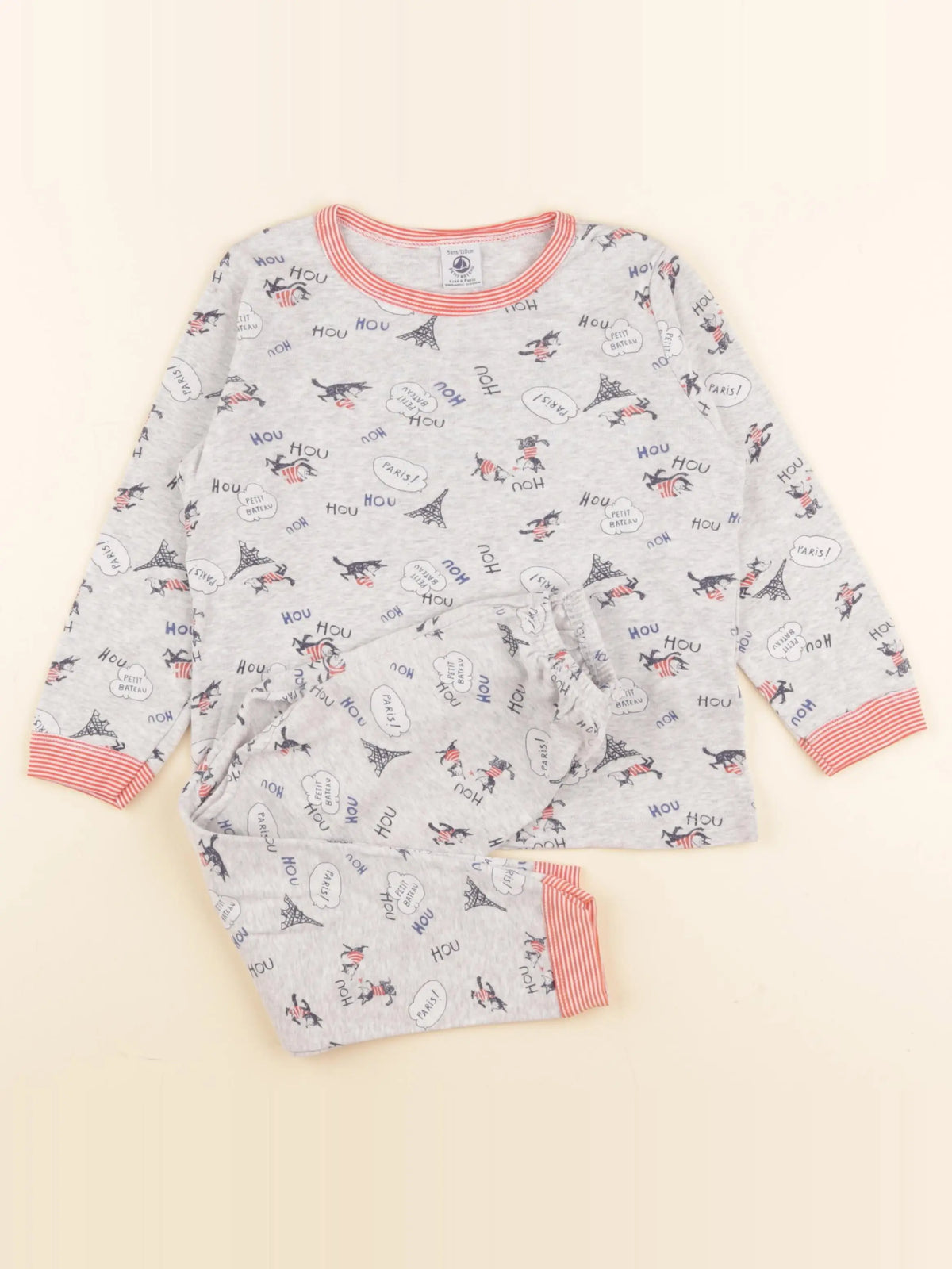 Petit Bateau - pyjama coton gris - 5 ans